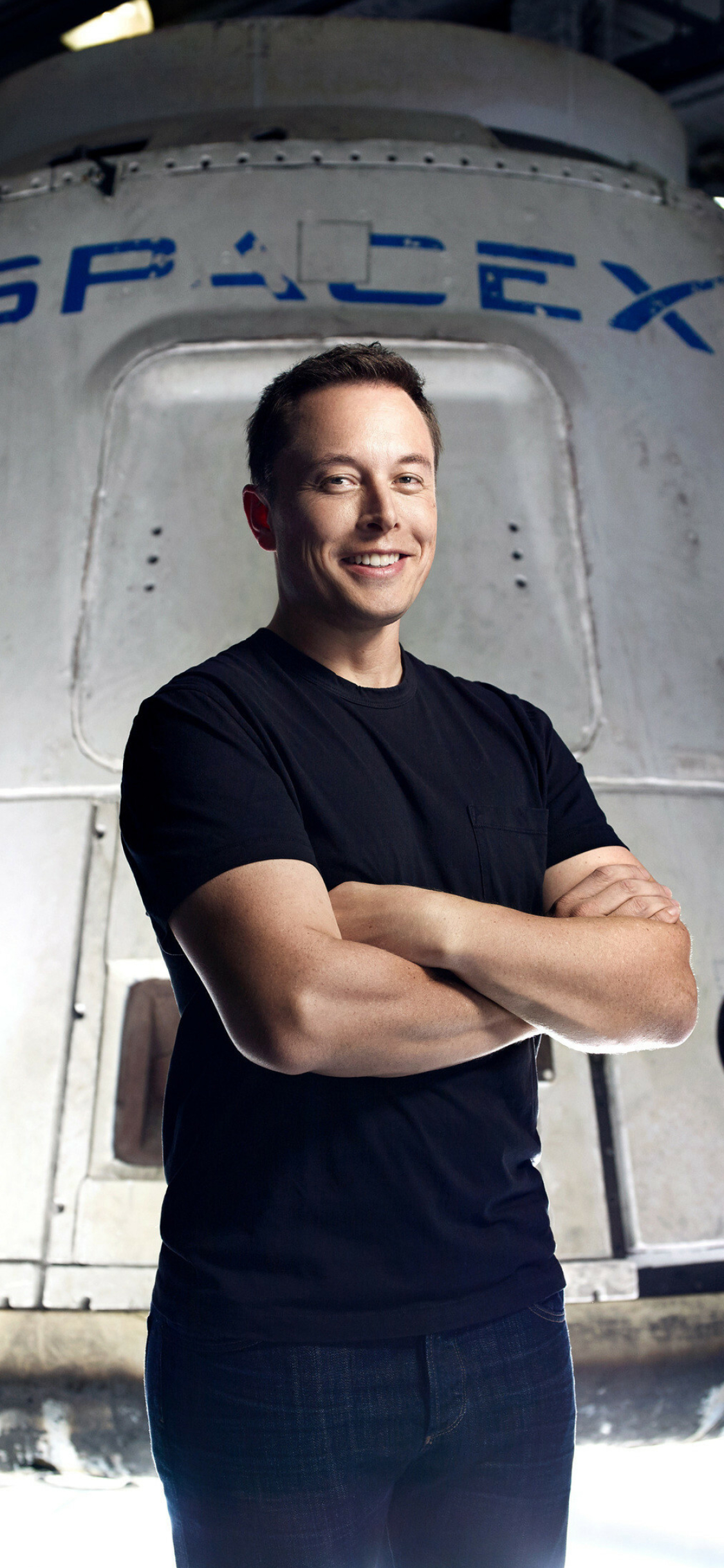 Elon Musk: Known for being the founder and chief executive of SpaceX and Tesla Inc. 1130x2440 HD Background.