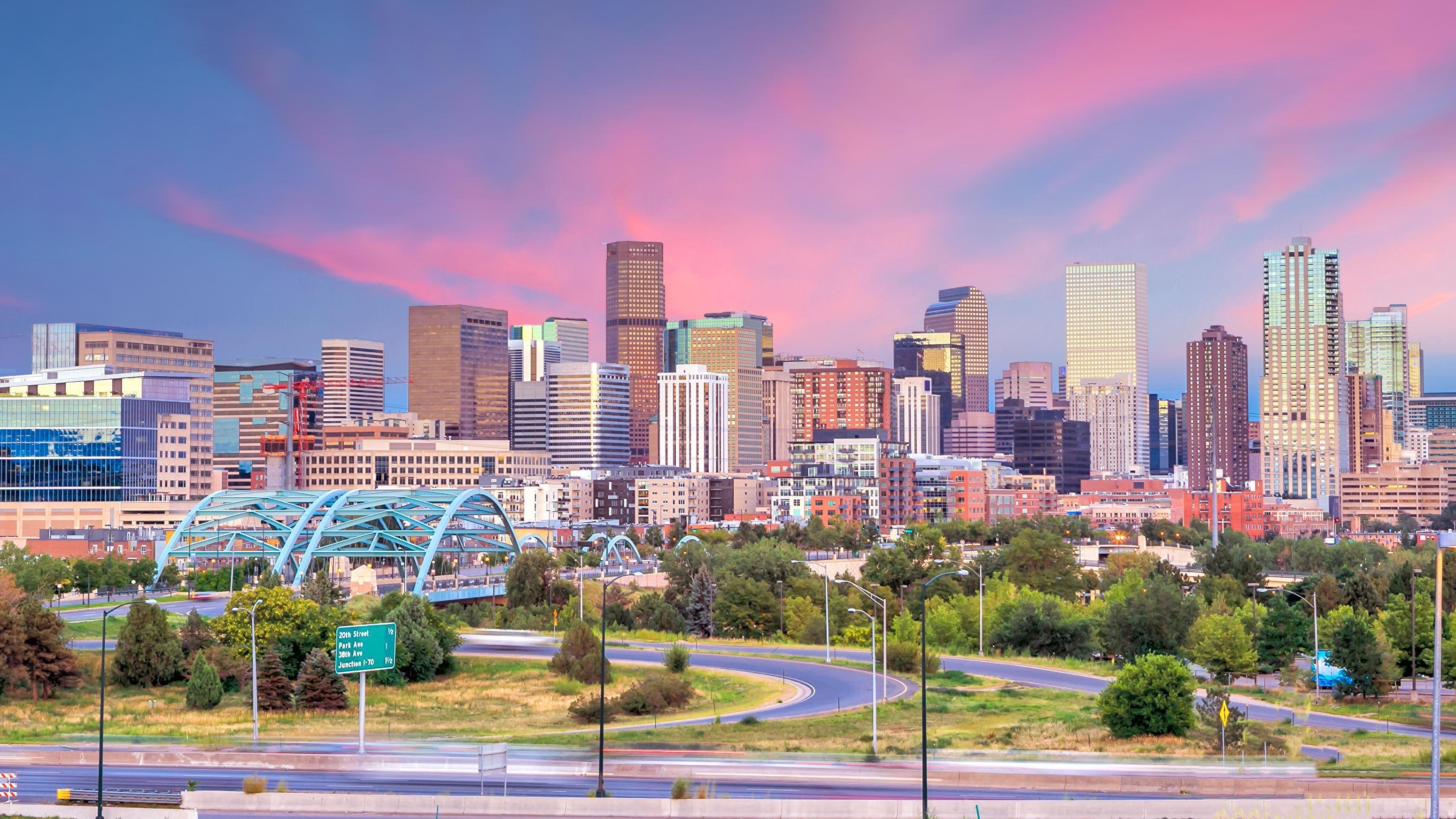 Colorado skyline, Denver panorama, Dusk view, Vecteezy stock photo, 3100x1750 HD Desktop