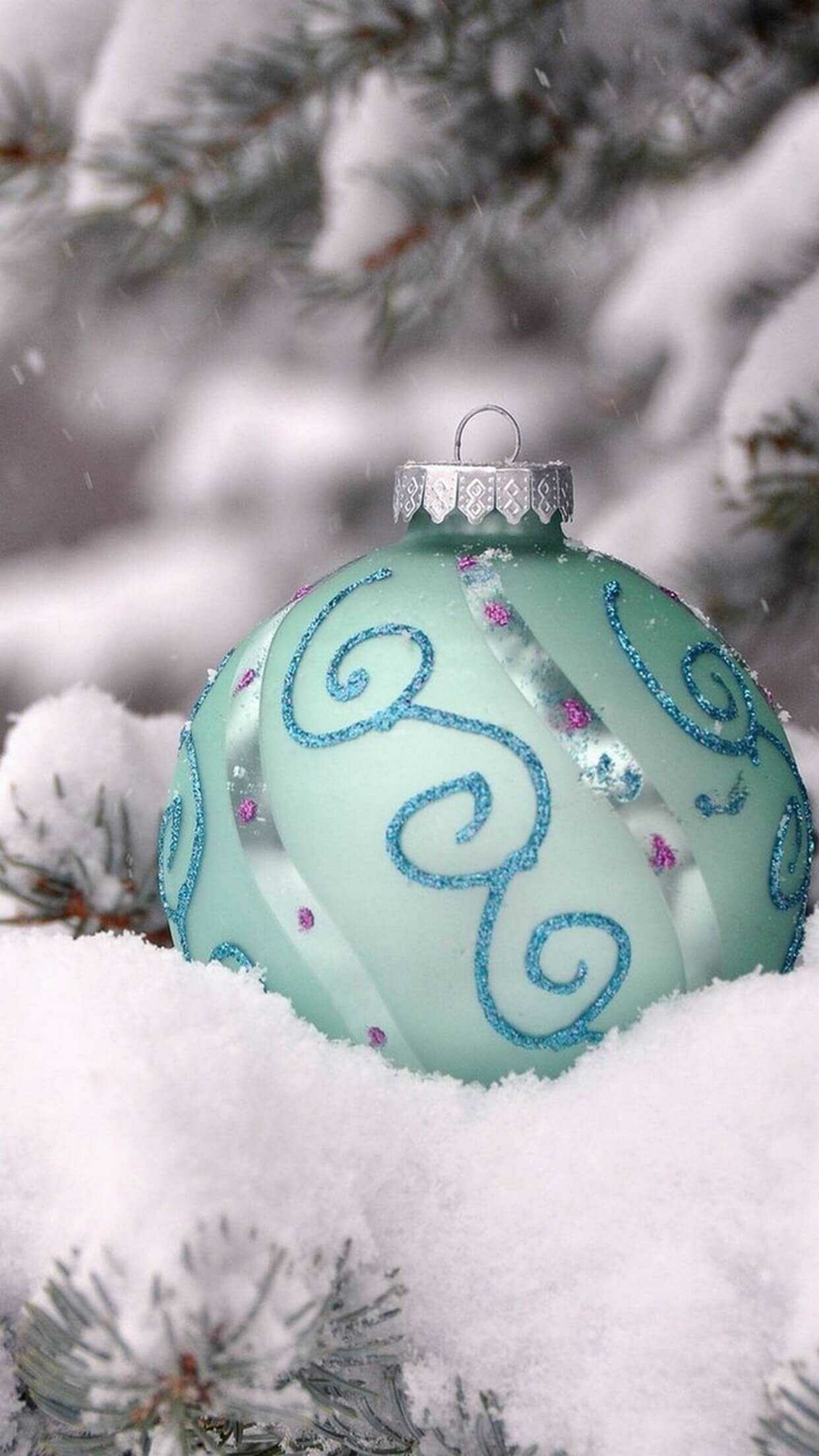 Christmas Ornament: Snowy Xmas, Glass ornaments, Decor. 1250x2210 HD Wallpaper.