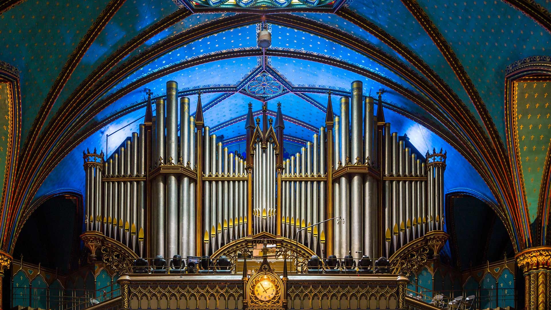 Pipe Organ: A large musical instrument with keys like a piano, Keyboard wind musical instrument. 1920x1080 Full HD Wallpaper.