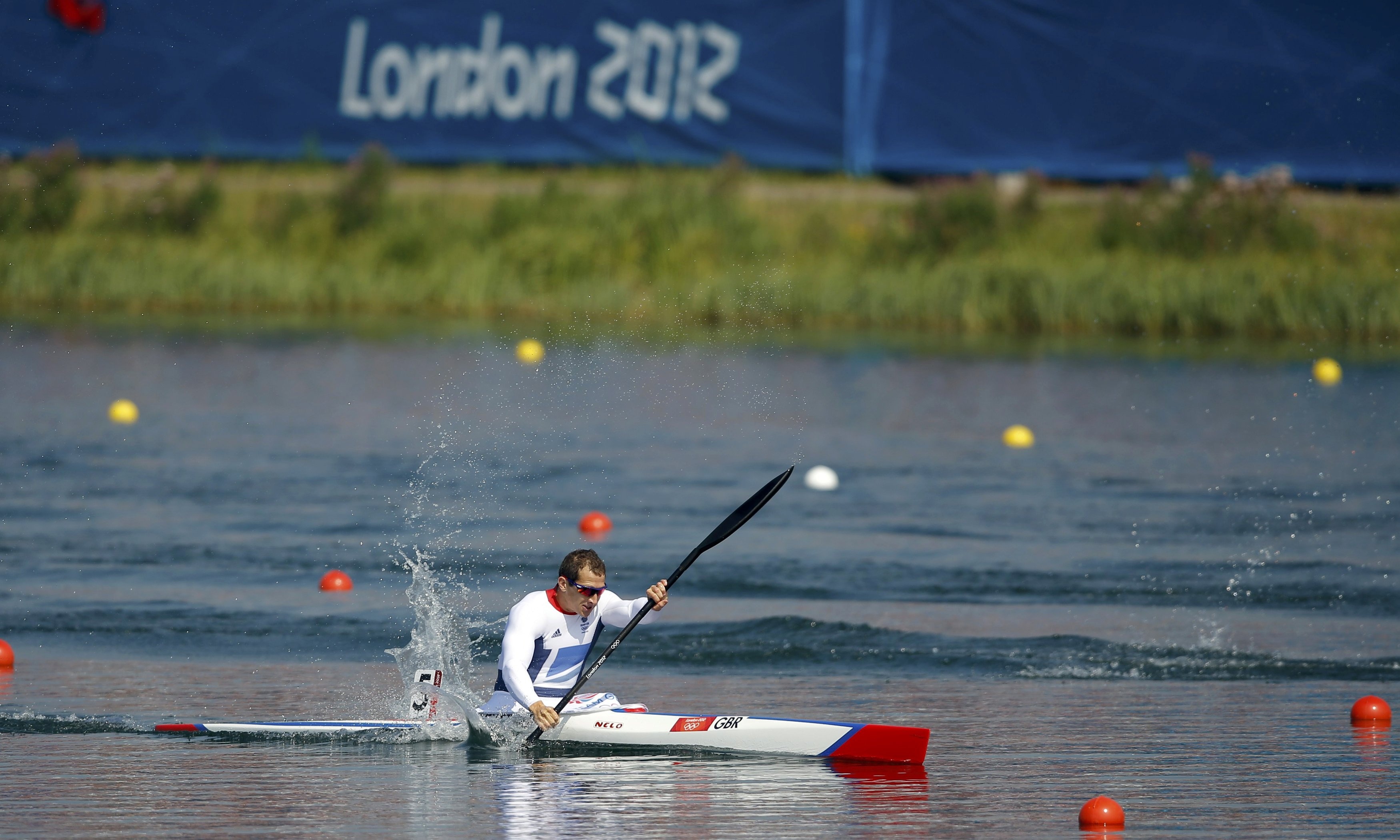 Rowing: The sport of racing boats using oars, The men's single competitive event at the London 2012. 3500x2110 HD Background.