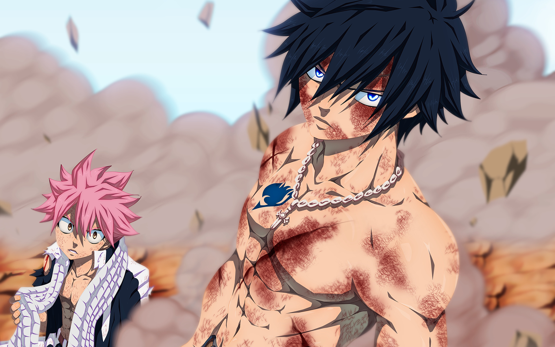 Gray Fullbuster: Fairy Tail, Illustrated by Hiro Mashima, An Ice-Make user, Natsu Dragneel. 1920x1200 HD Background.