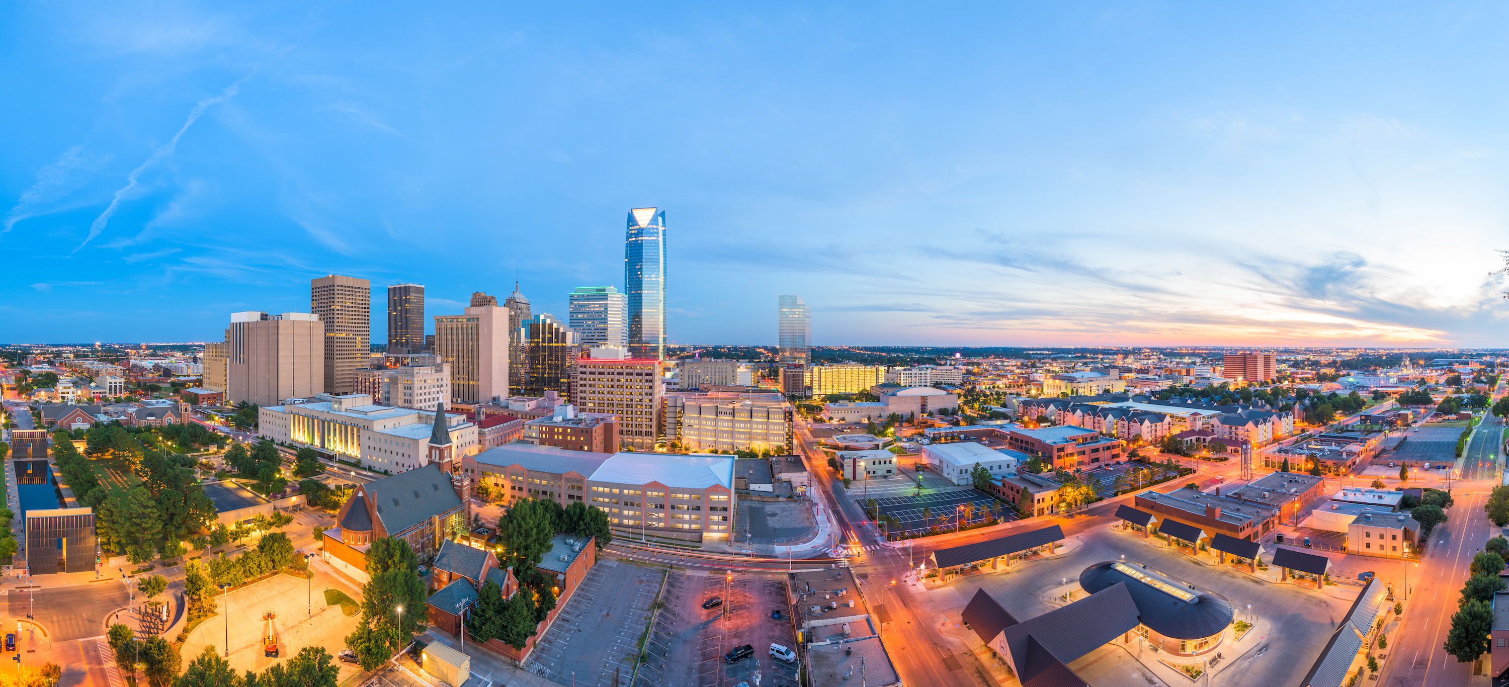 Oklahoma City Skyline, Travels, Public affairs, State reopening, 3000x1370 Dual Screen Desktop
