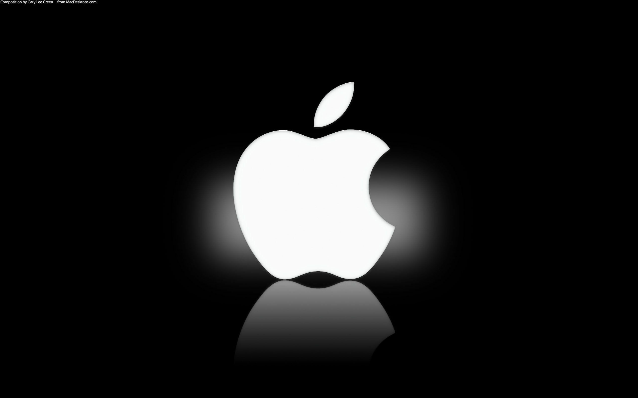 Apple Logo: A computer company, is now famous for its phones, music, TV, Monochrome. 2560x1600 HD Wallpaper.