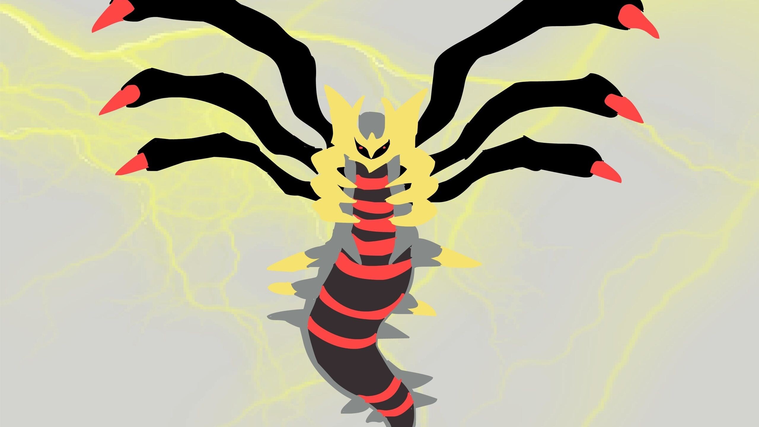 Giratina: Origin Forme, A serpentine look, The legs are reduced to golden-tipped spikes. 2560x1440 HD Wallpaper.