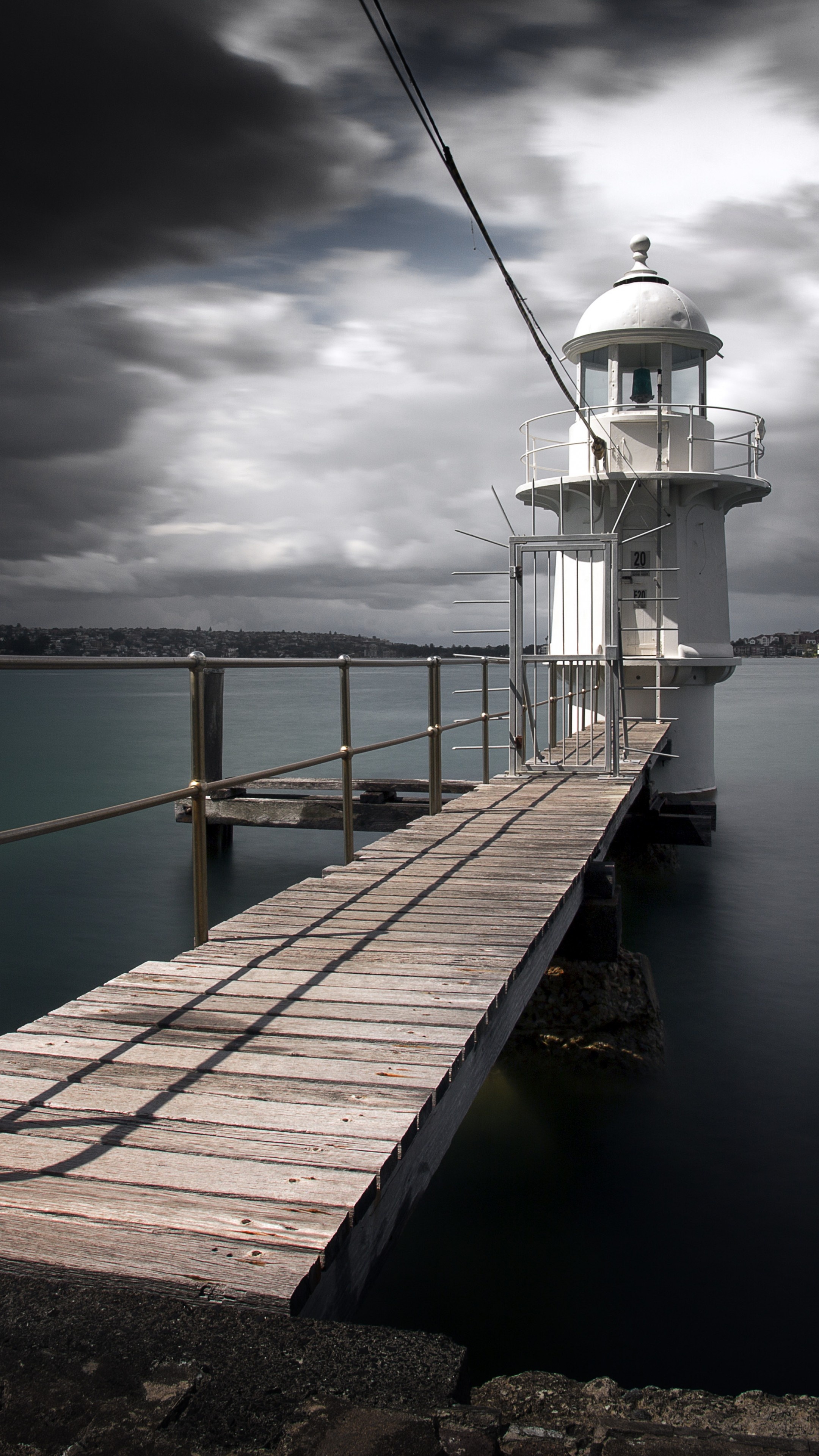 Sydney Harbour, Lighthouse river, Pierce clouds, Nature, 2160x3840 4K Phone
