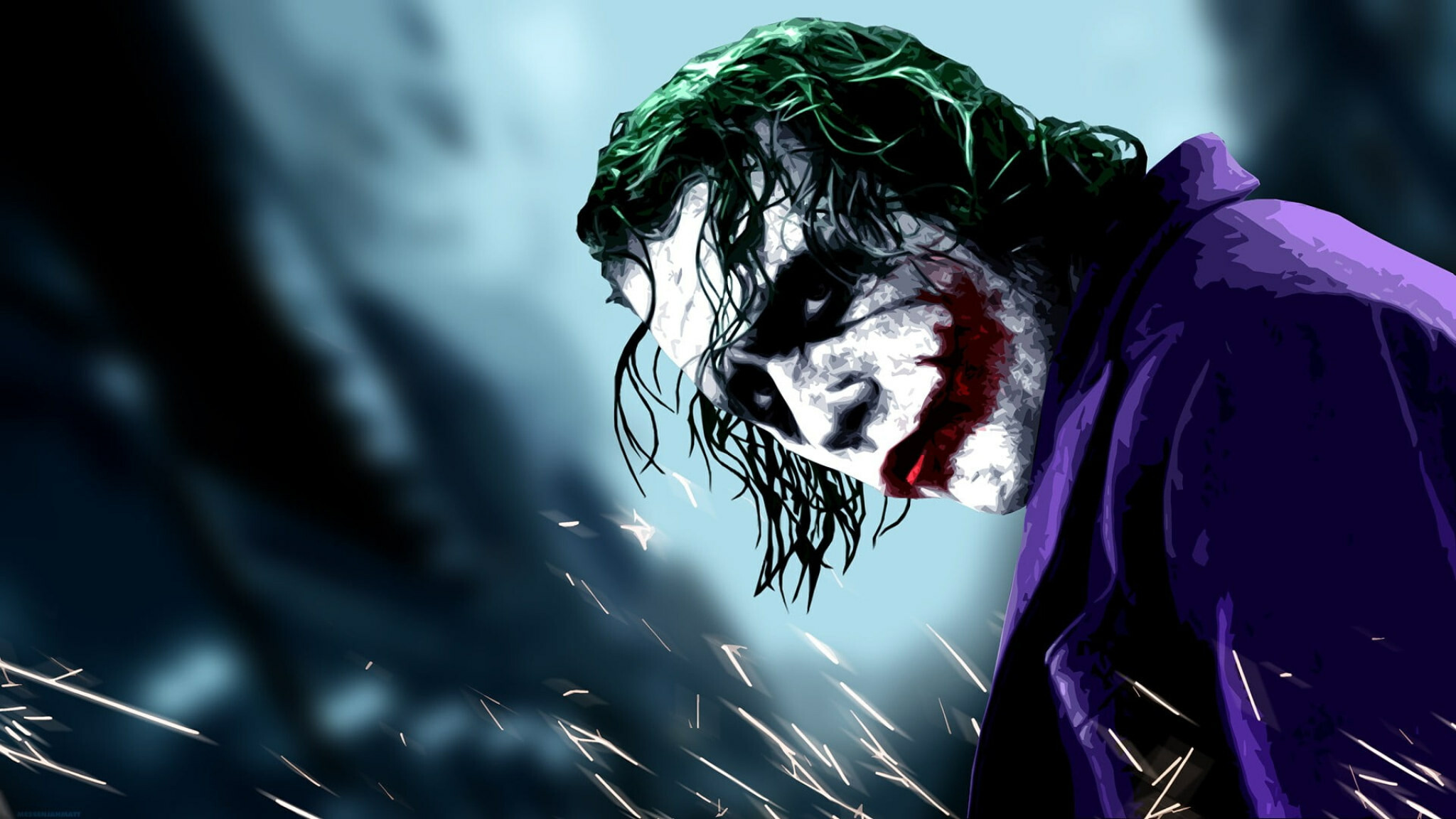 The Dark Knight: Heath Ledger As The Joker, Poster, Movies, Batman, Villain. 2050x1160 HD Background.