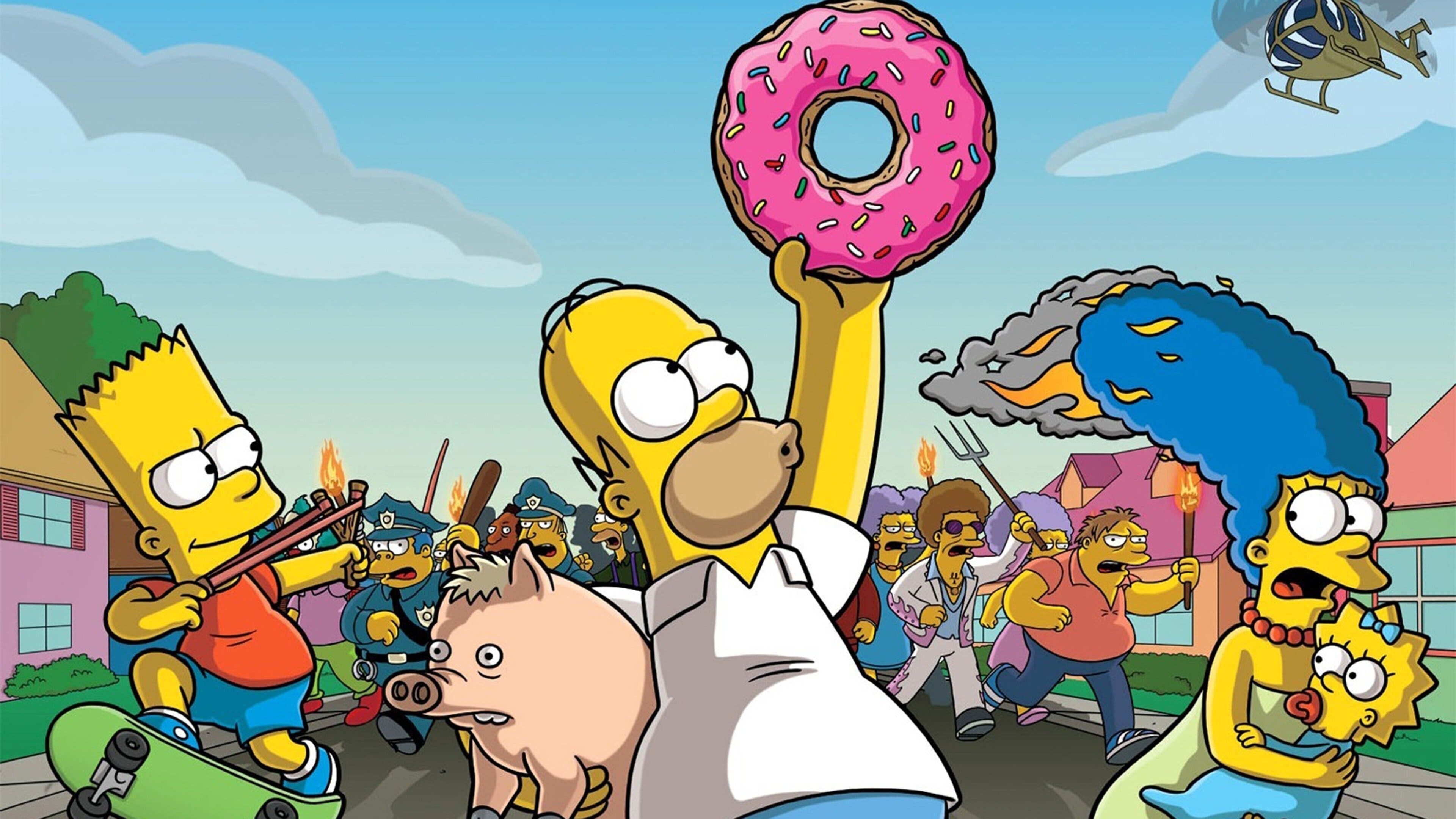 The Simpsons: Homer, Marge, Bart, Maggie, Eddie, Barney Gumble, Selma Bouvier. 3840x2160 4K Background.