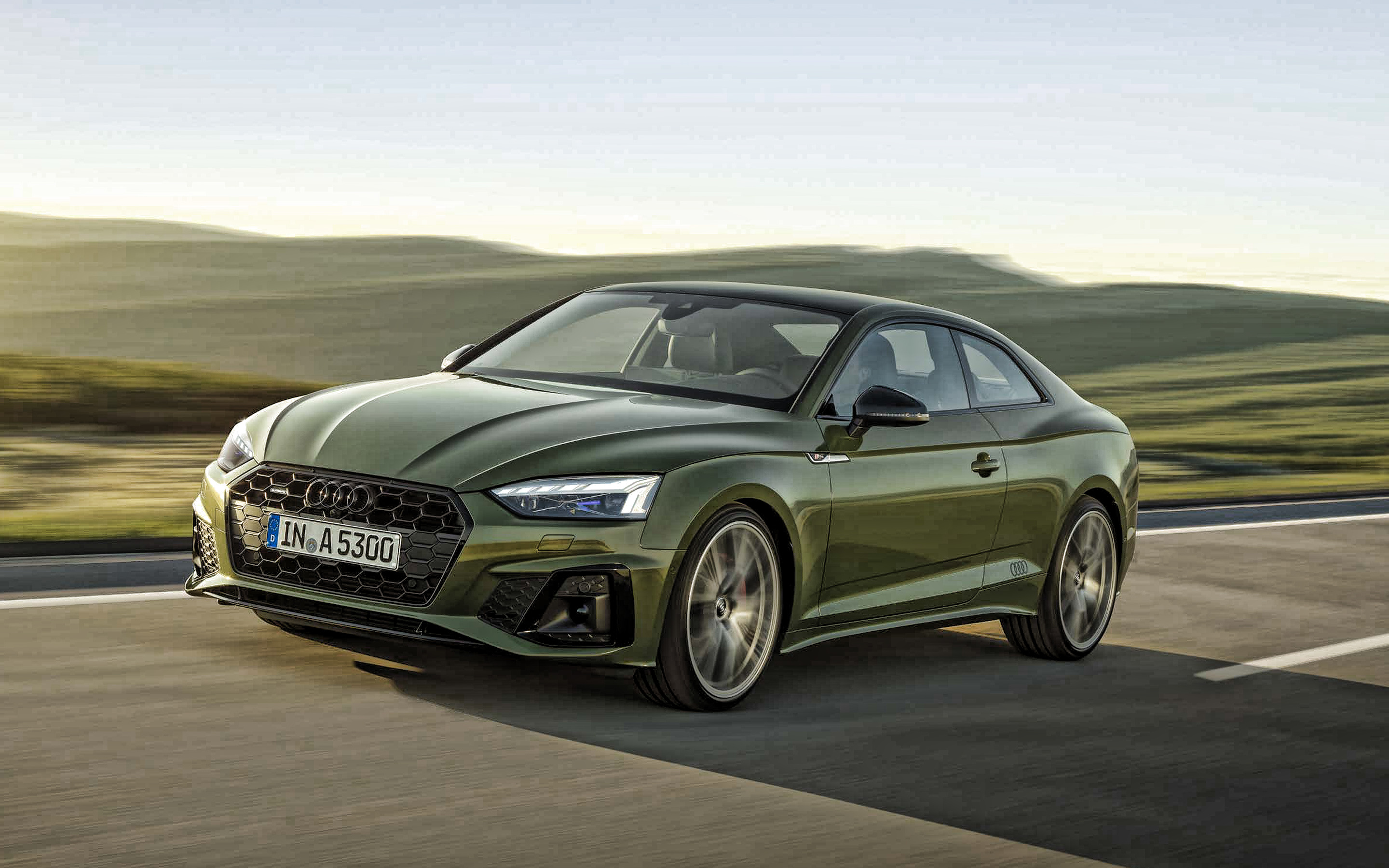 Audi A5, Green coupe, 2020 model, German engineering, 2880x1800 HD Desktop