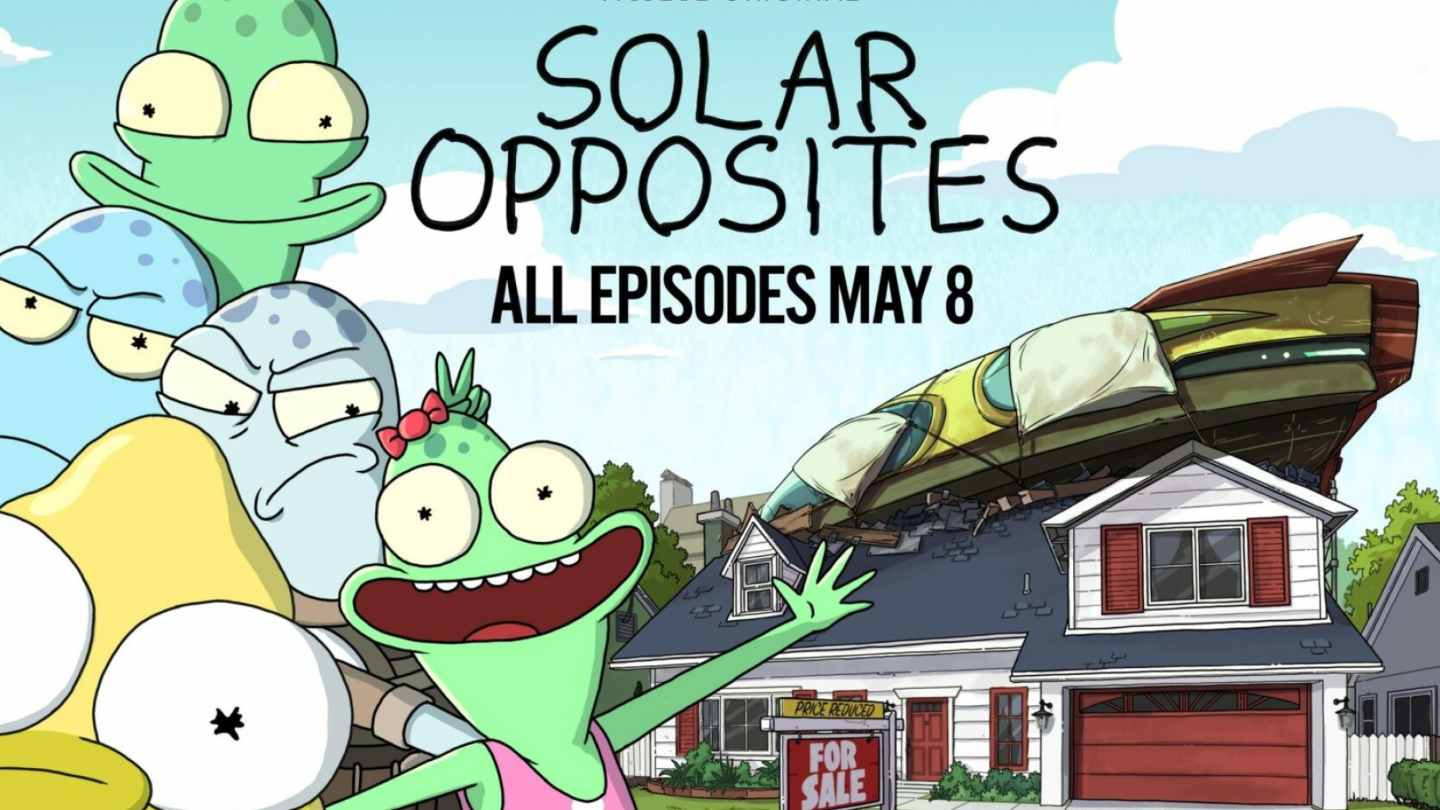 Solar Opposites: Hulu's series, A team of four aliens escape their exploding home world. 2050x1160 HD Background.