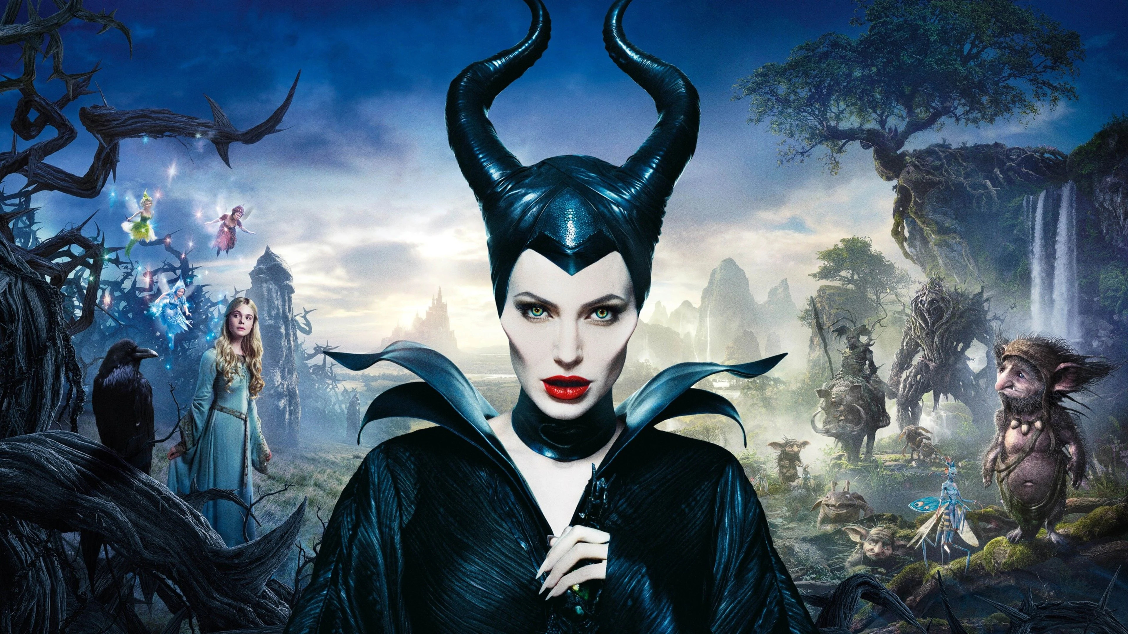 Elle Fanning, Maleficent Angelina Jolie, Villain, Fantasy film, 3840x2160 4K Desktop
