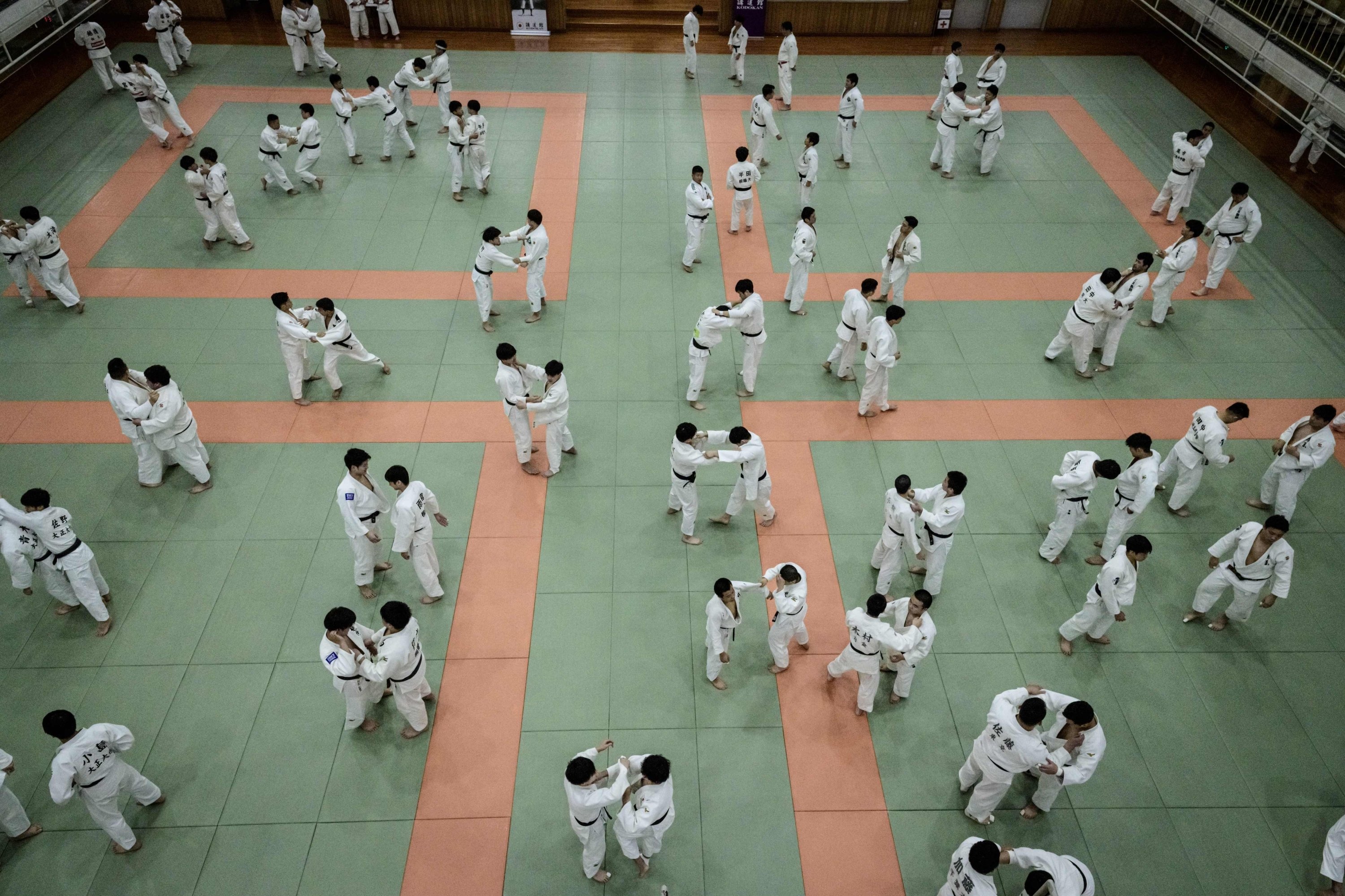 Judo: Randori - free sparring training process, Official Olympic Combat Sports discipline. 3000x2000 HD Wallpaper.