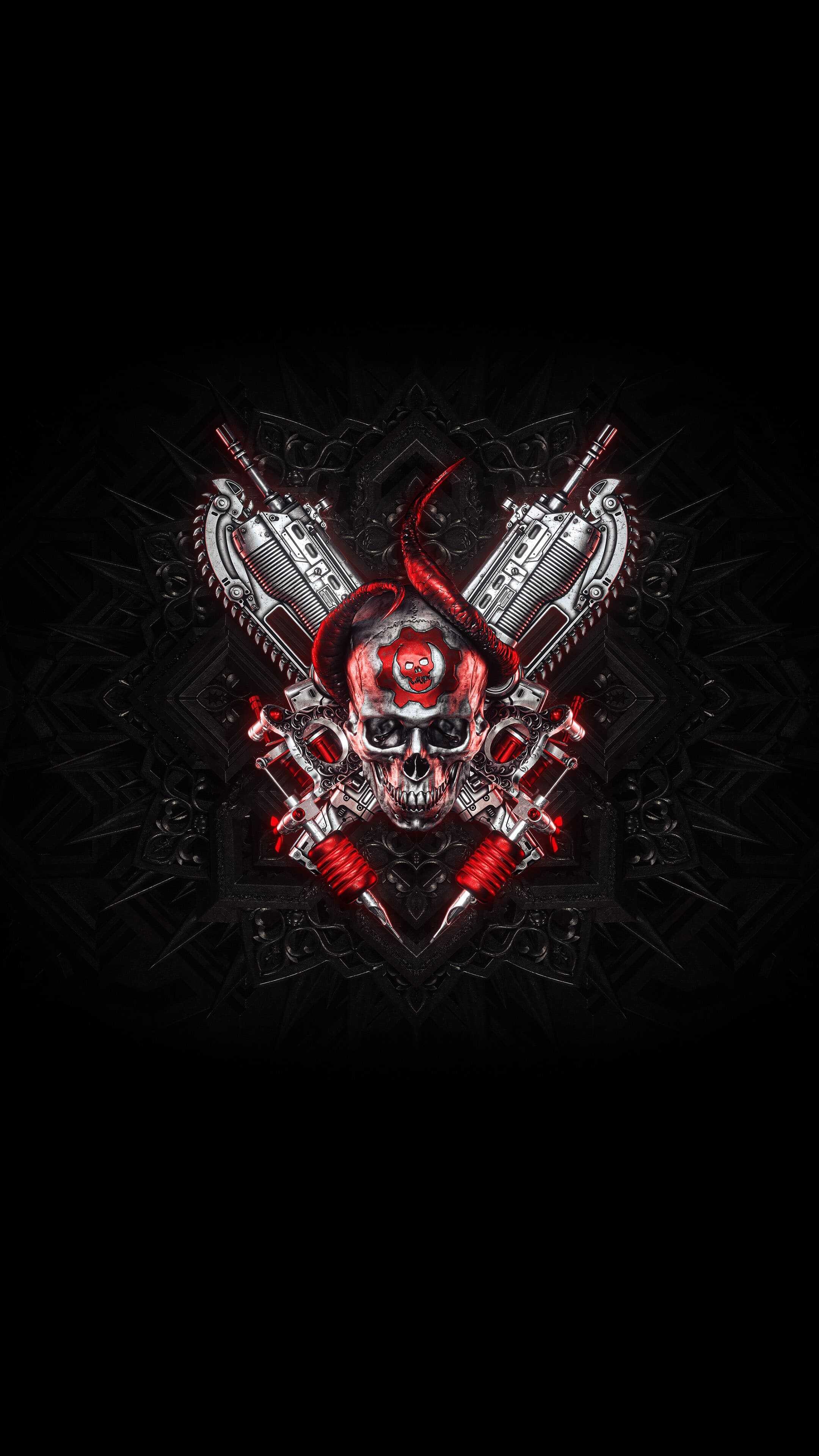 Skull, Gears 5, Symbol of danger, Mysterious entity, 2160x3840 4K Phone