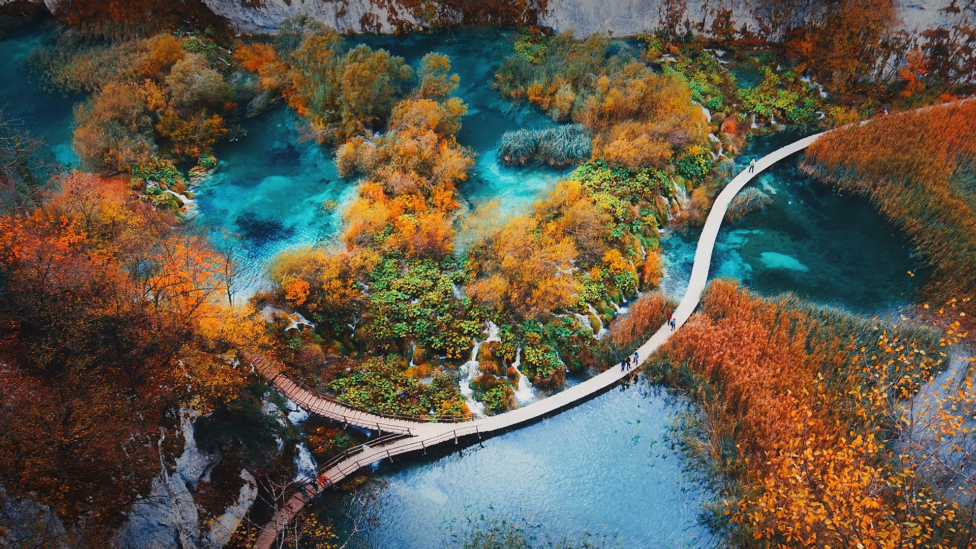 Plitvice Lakes National Park, autumn landscape, Croatia, natural beauty, 1920x1080 Full HD Desktop
