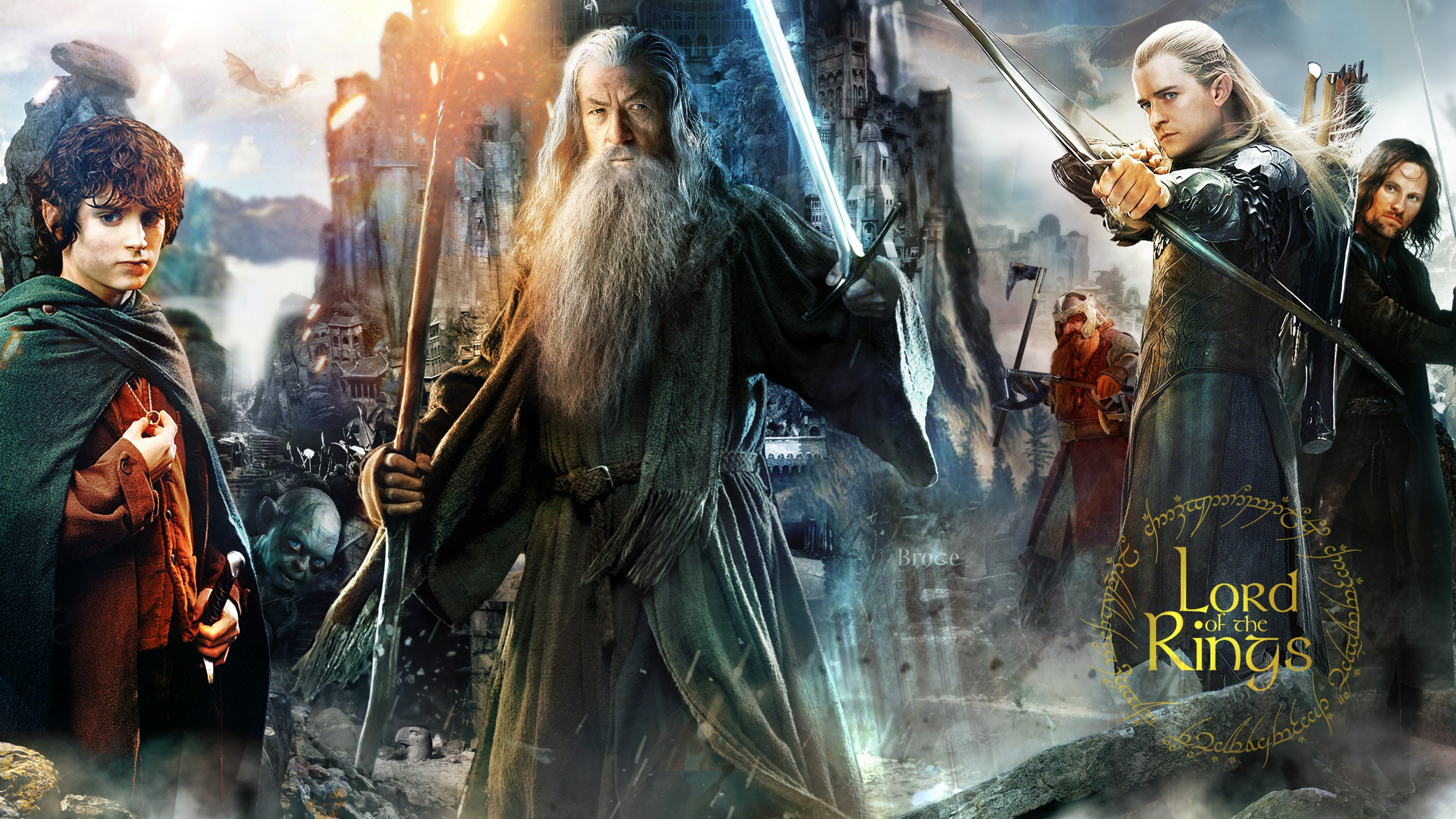 Lord of the Rings, Gandalf, Frodo, UHD TV, 3840x2160 4K Desktop