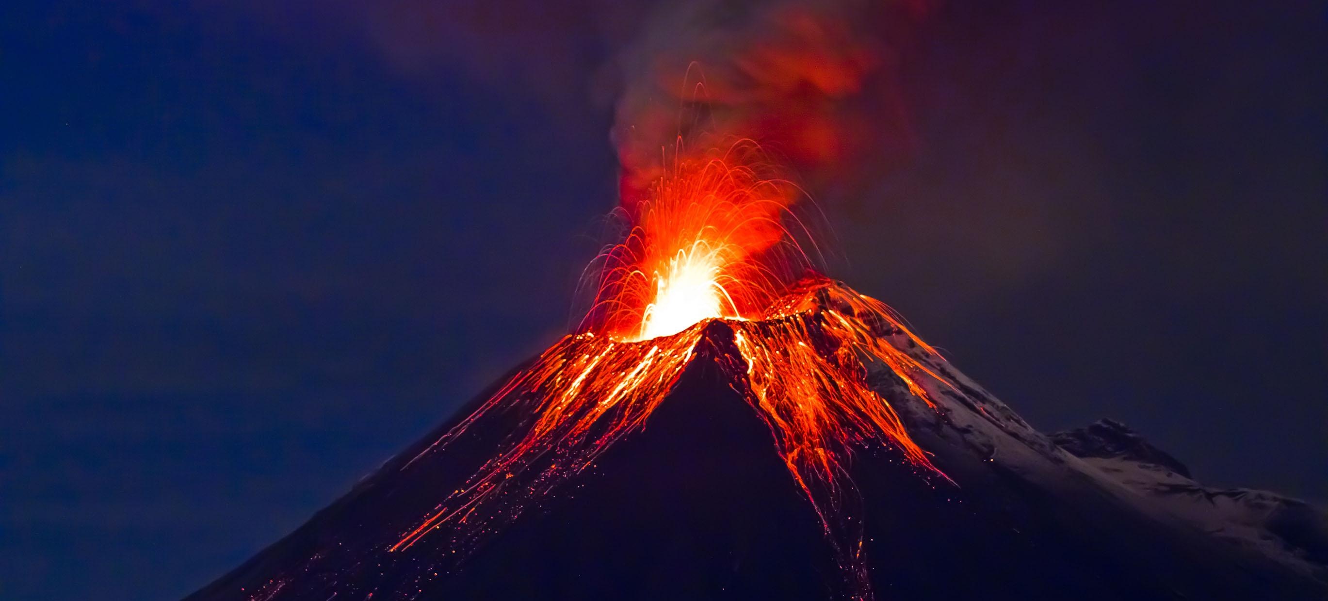 Intense volcanic energy, Active volcano, Nature's fiery force, Power of the earth, 2740x1240 Dual Screen Desktop