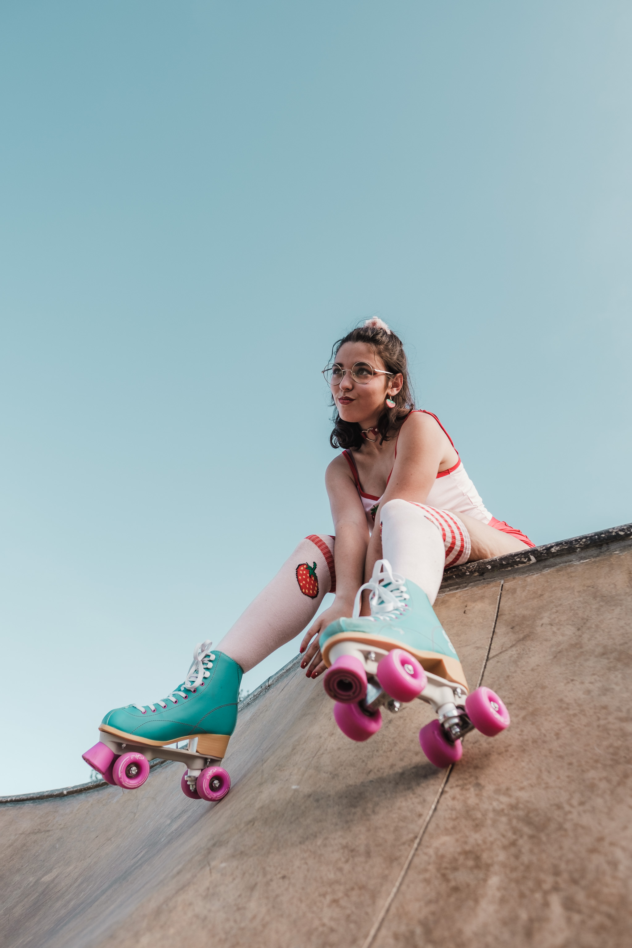 Rollerskating: Skater girl, Quad skates, Recreational activity at the roller rink. 2050x3080 HD Background.