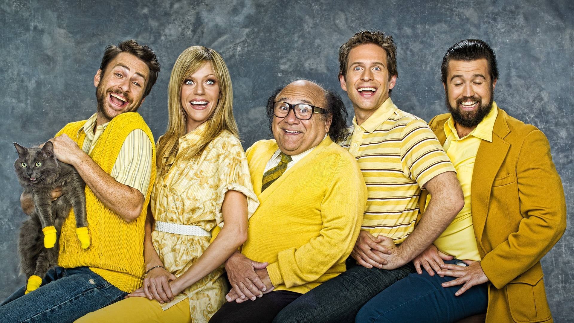 It's Always Sunny in Philadelphia (TV Series): The gang, 5 raging alcoholic, narcissists run a failing dive bar. 1920x1080 Full HD Background.