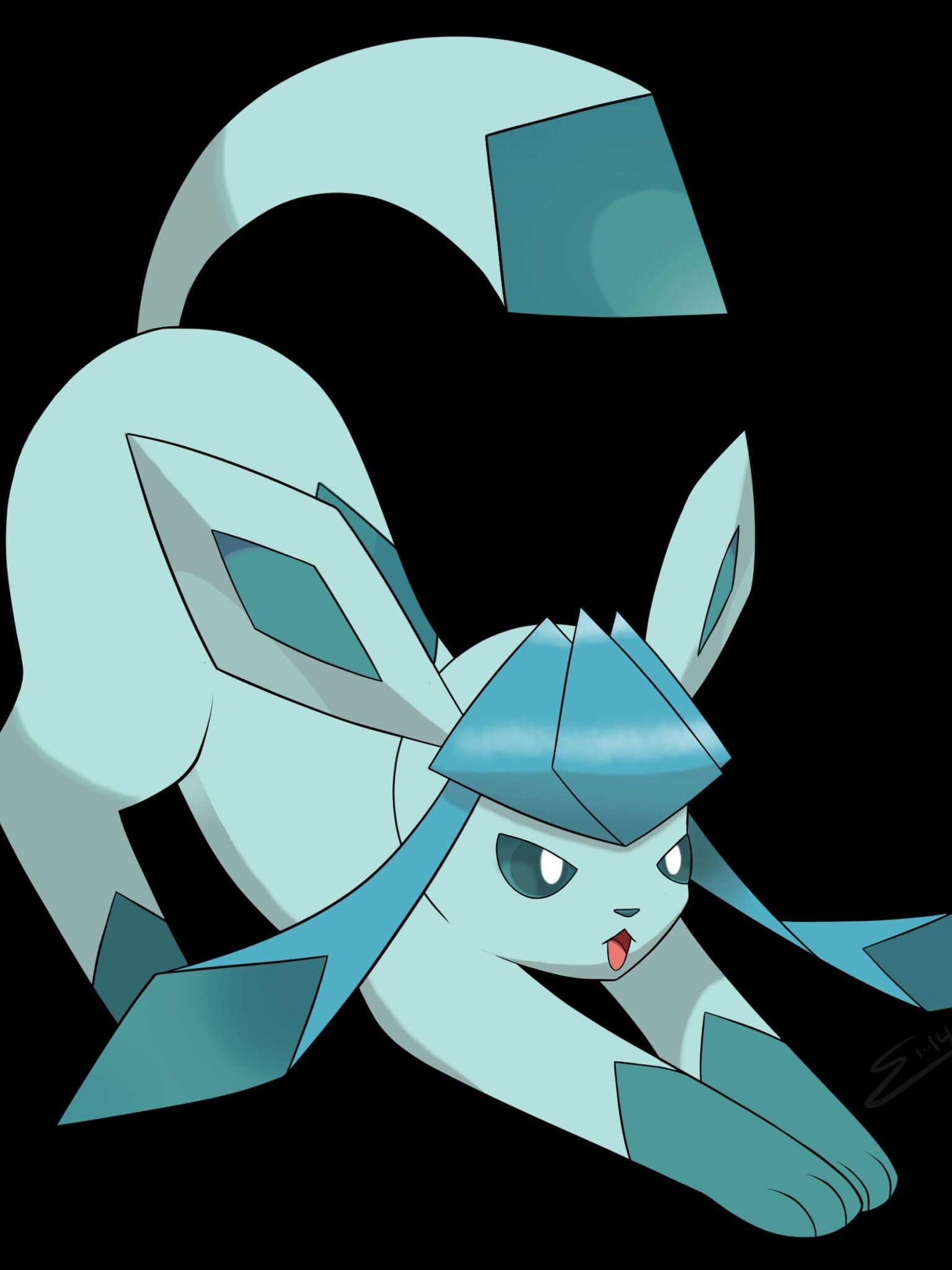Glaceon: Skillful hunter, Tackling its prey by shooting the spiky icicle fur, Icy breath. 1540x2050 HD Background.
