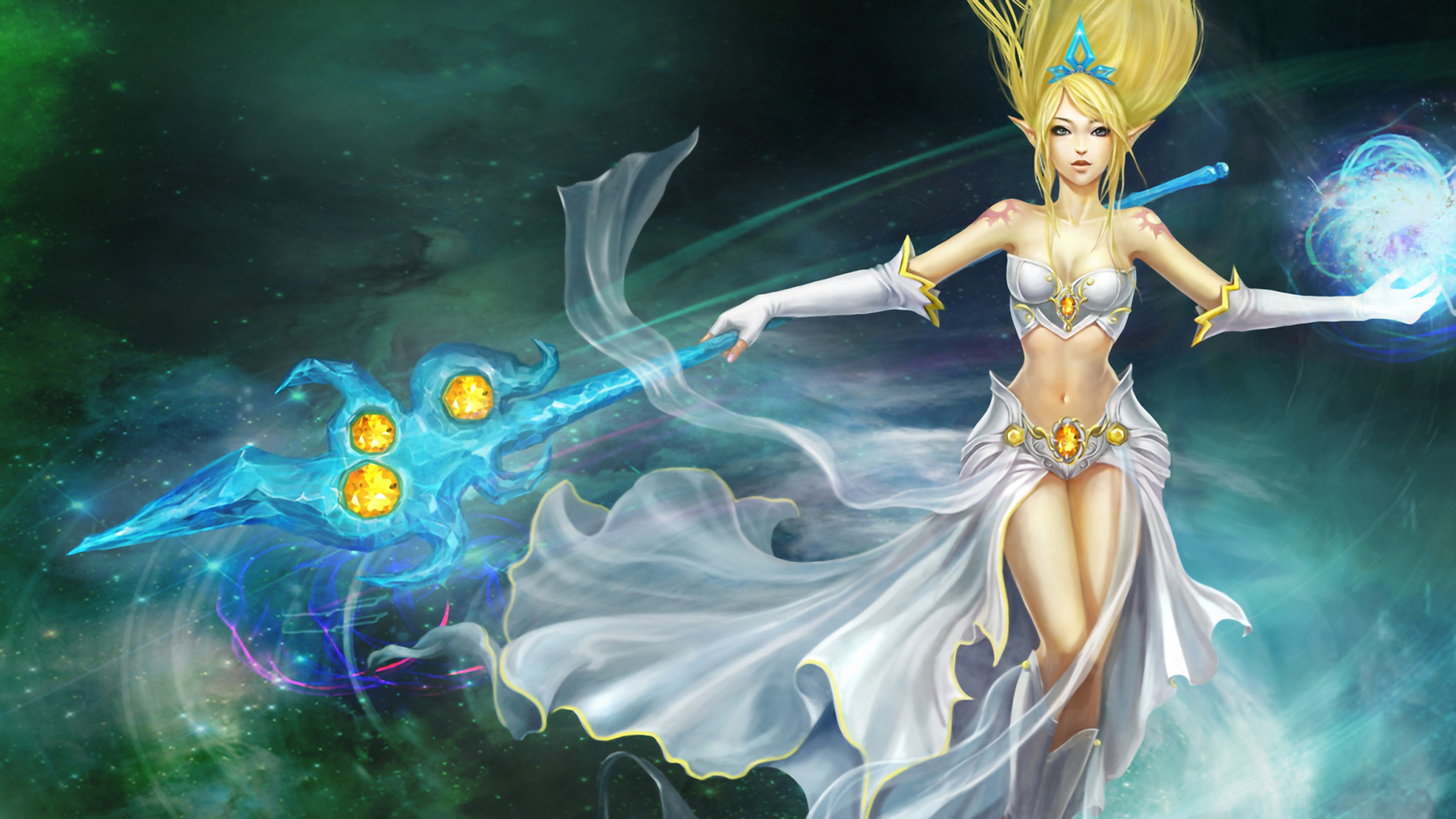 League of Legends, Janna the storms fury, Mage support, Monsoon howling gale, 3840x2160 4K Desktop