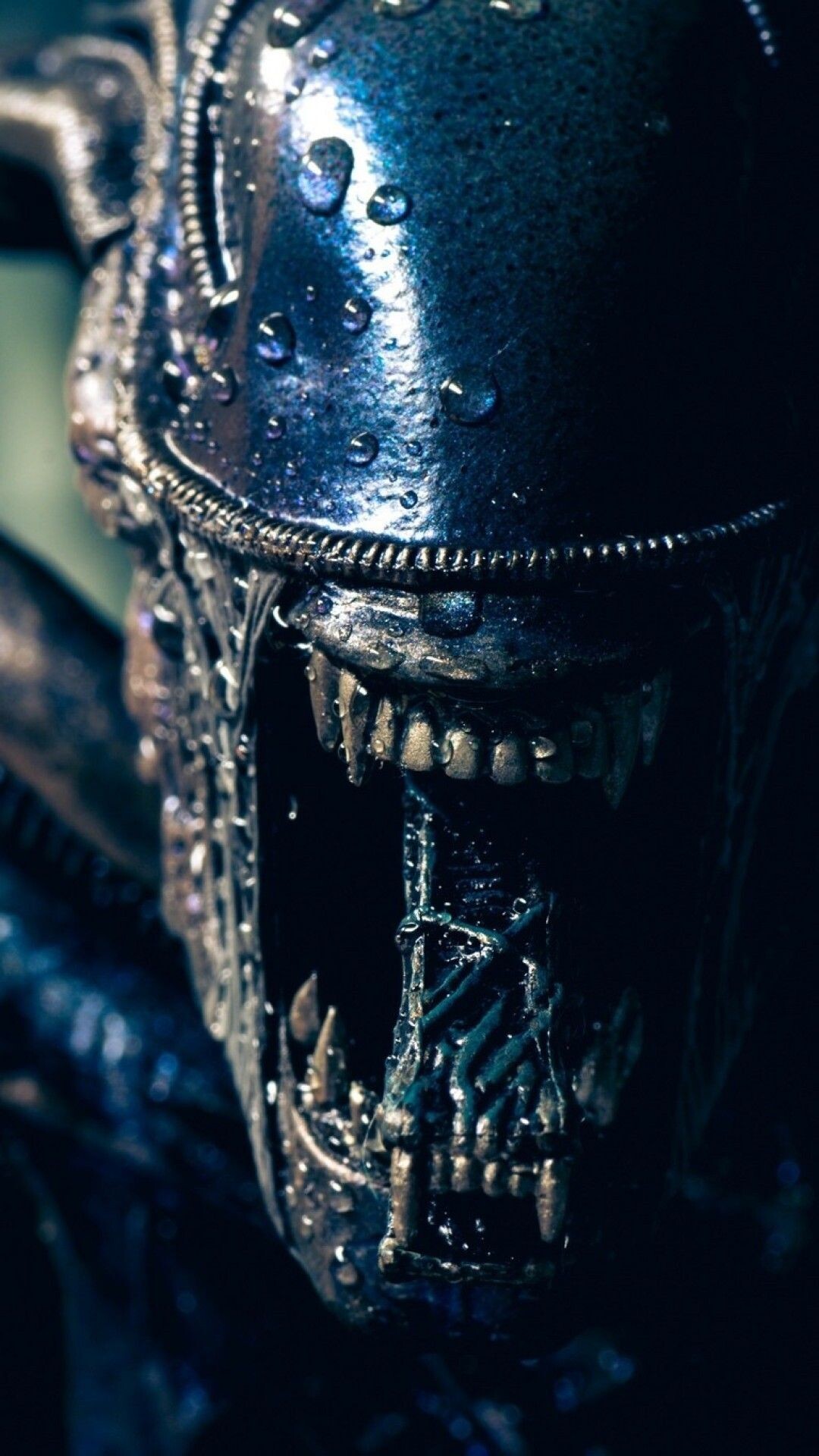 H.R. Giger: Close Up For The Alien's Jaws, Сhitinous Shell And Acid Blood. 1080x1920 Full HD Background.