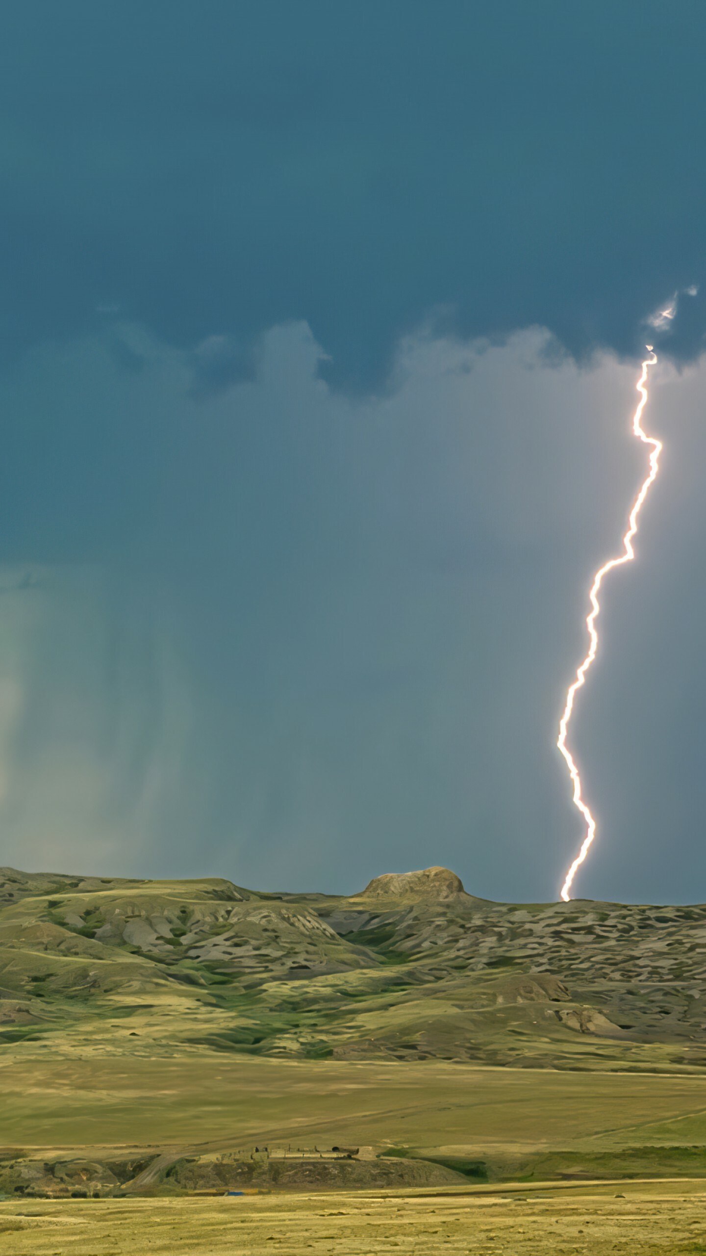 Grasslands National Park, Lightning in the sky, Breathtaking 4K wallpaper, Travel inspiration, 1440x2560 HD Phone