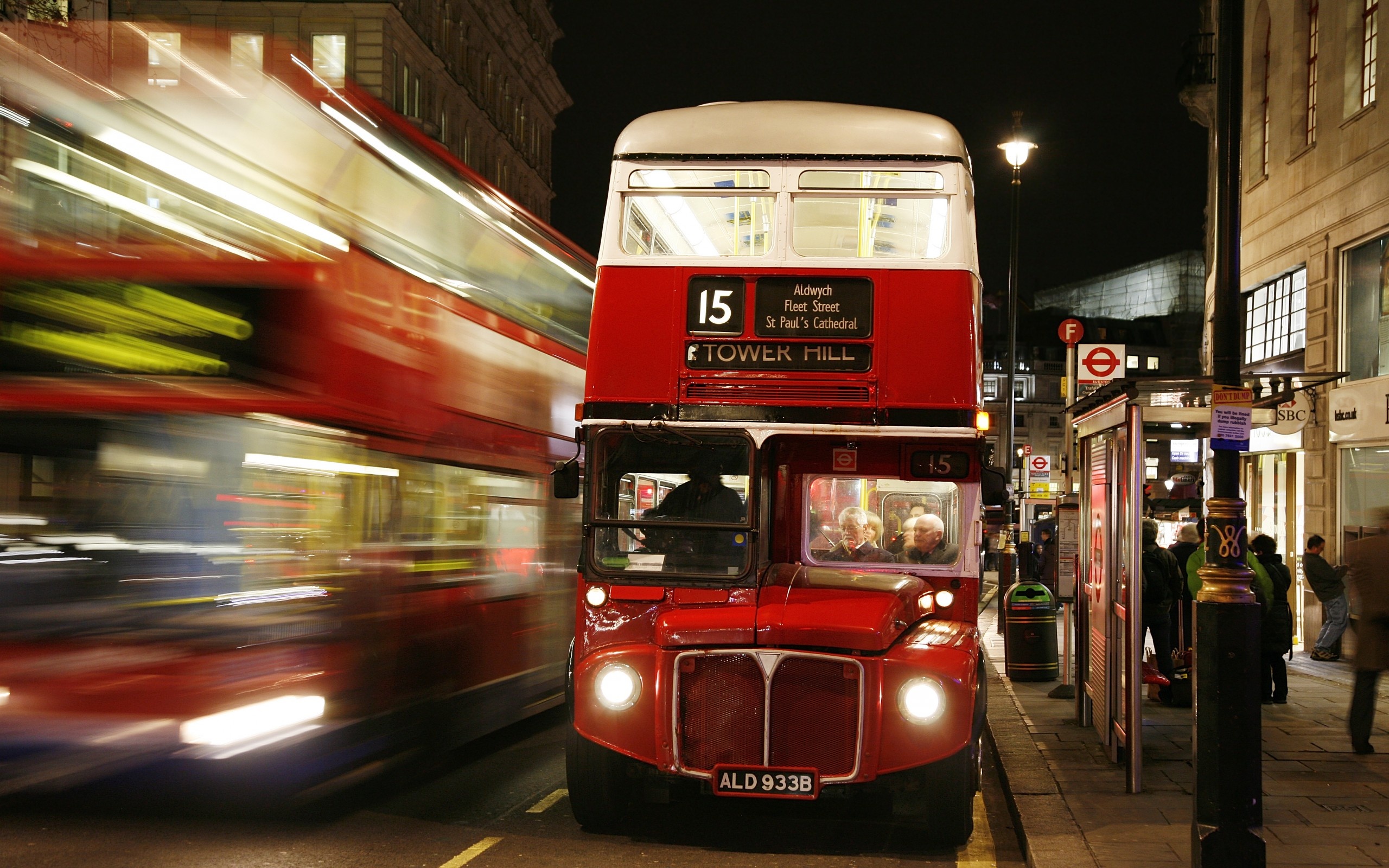 Double-decker Bus, London's charm, Night lights, City buzz, 2560x1600 HD Desktop