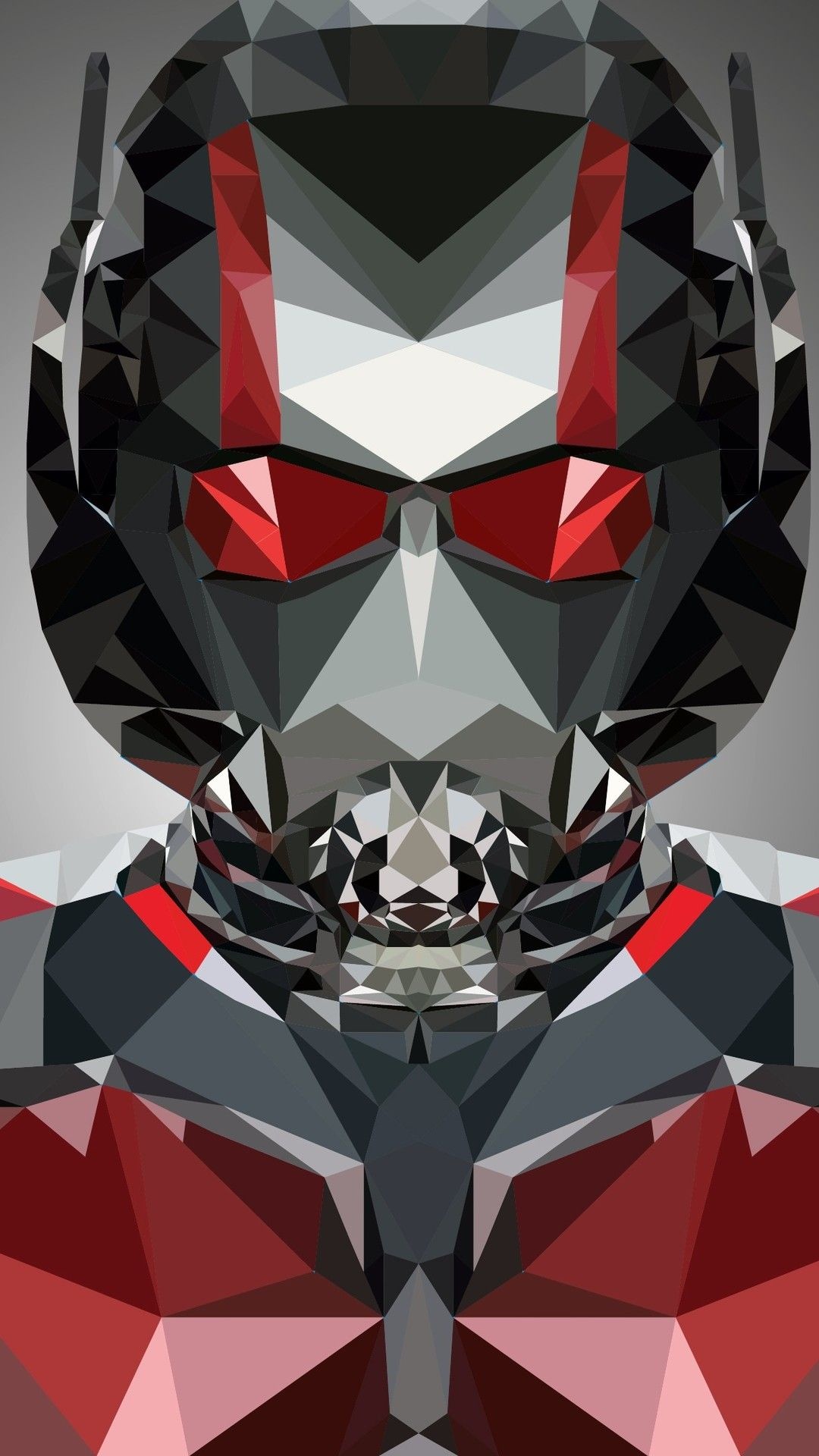 Ant-Man, Polygonal portrait, Marvel superhero, 1080x1920 Full HD Phone