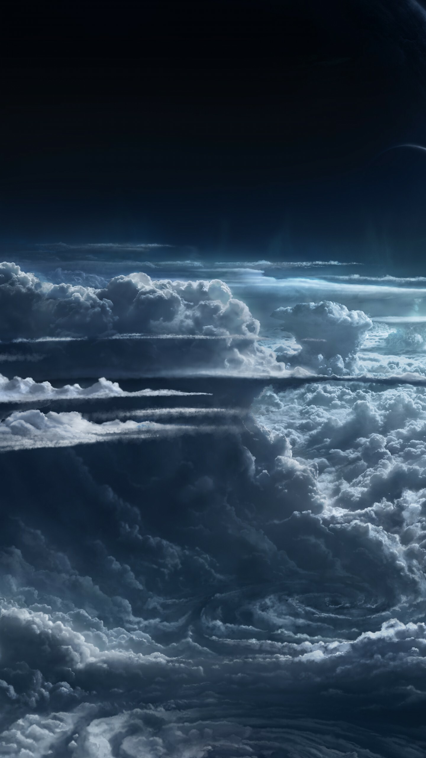 Clouds: Sky, Planet, Atmosphere, Cyclone, Nature. 1440x2560 HD Background.