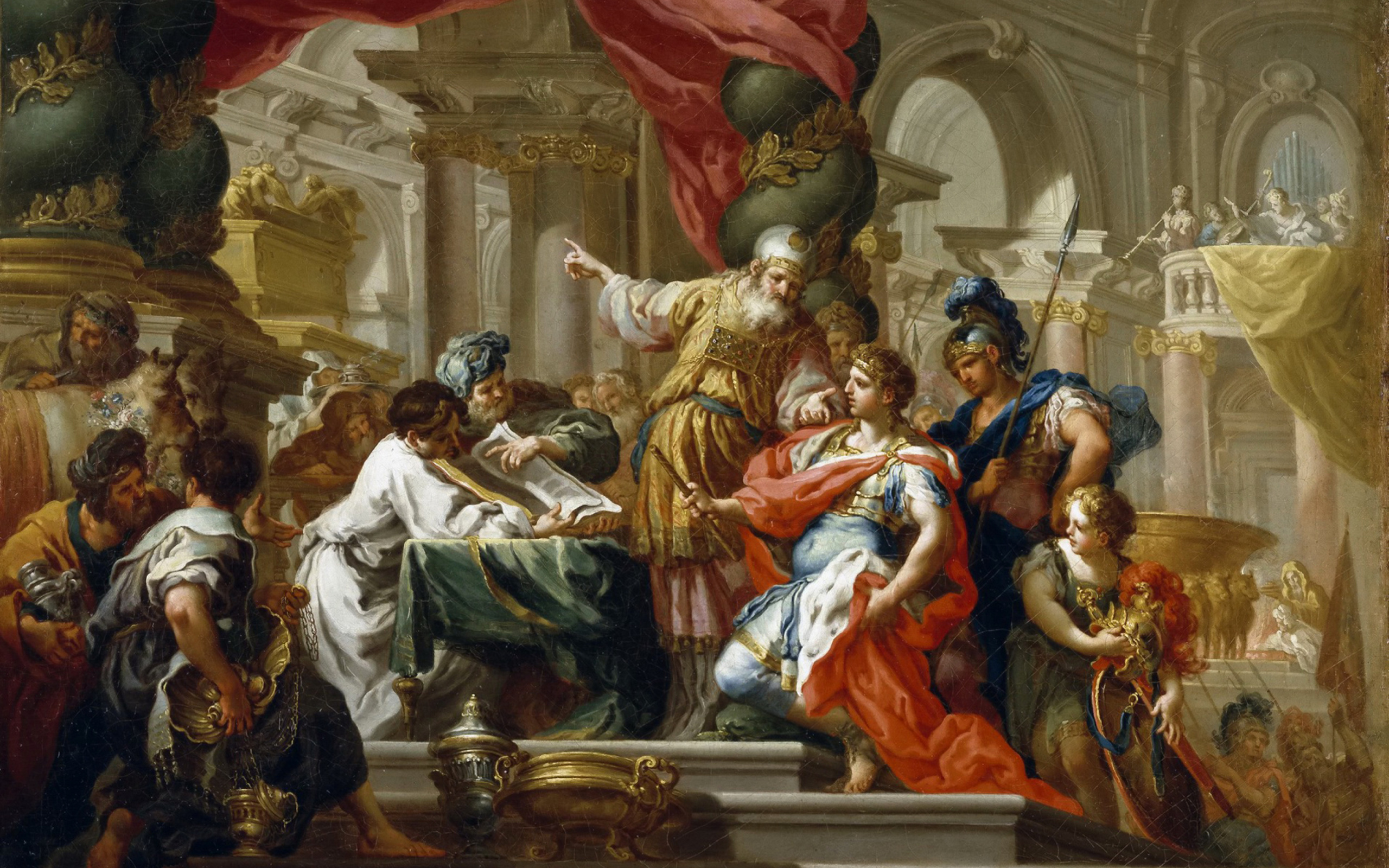Alexander the Great, Jerusalem, Sebastiano Conca, Art painting, 2560x1600 HD Desktop