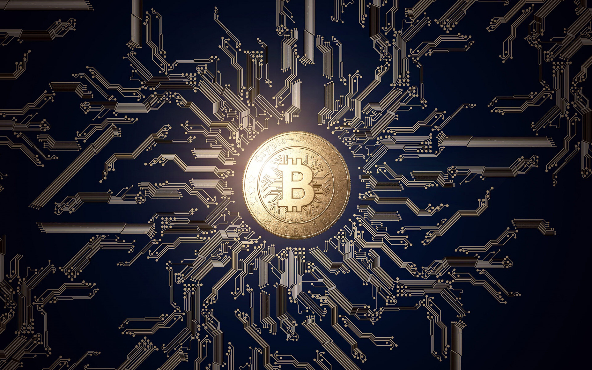 Cryptocurrency: A digital currency designed to work as a medium of exchange through a computer network. 1920x1200 HD Background.