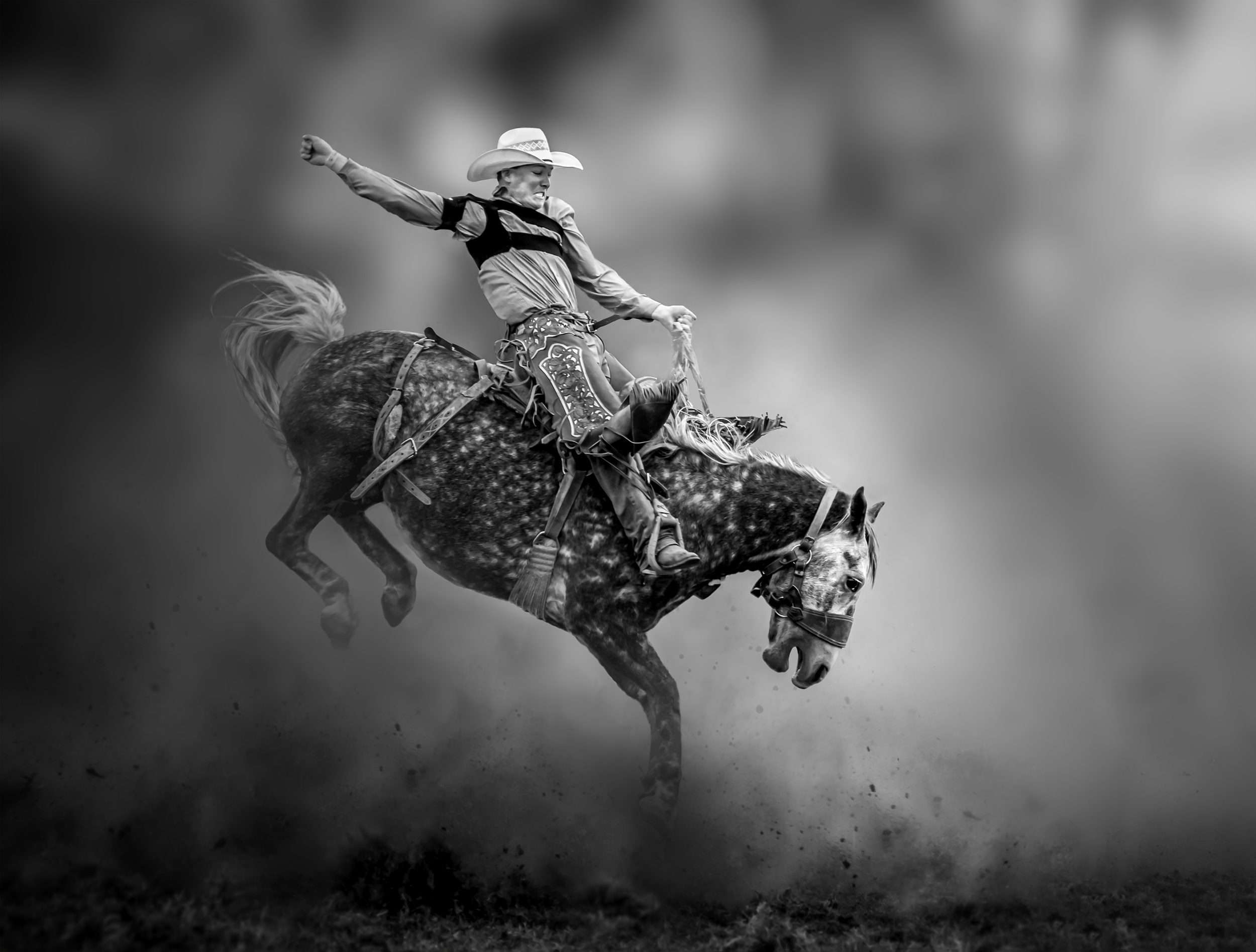 Rodeo: A bucking horse, Cowboy riding a saddle bronc, American West. 2500x1900 HD Wallpaper.