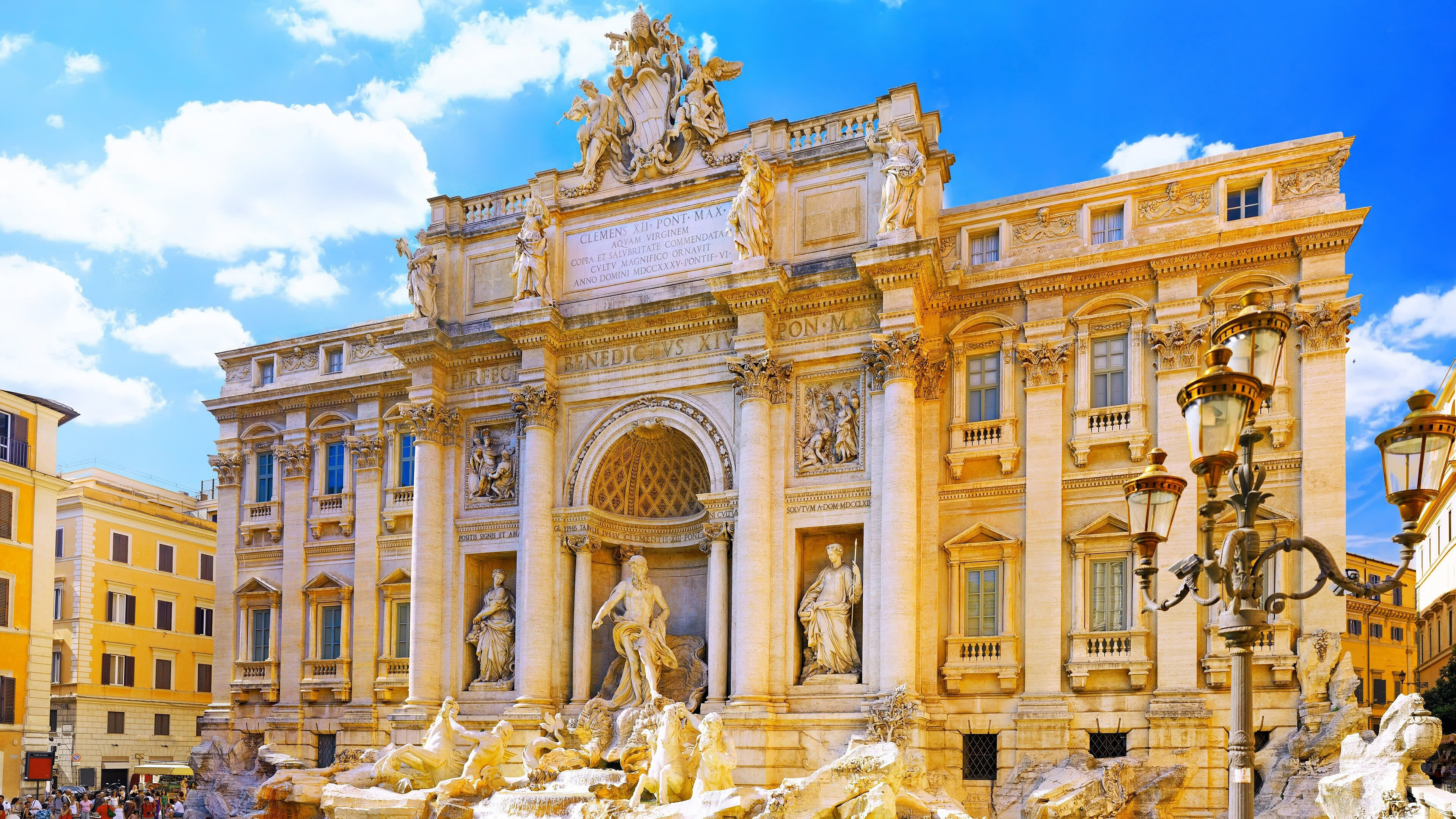 Italy: Trevi Fountain, Rome, The country has a territorial exclave in Switzerland, Campione. 3840x2160 4K Background.