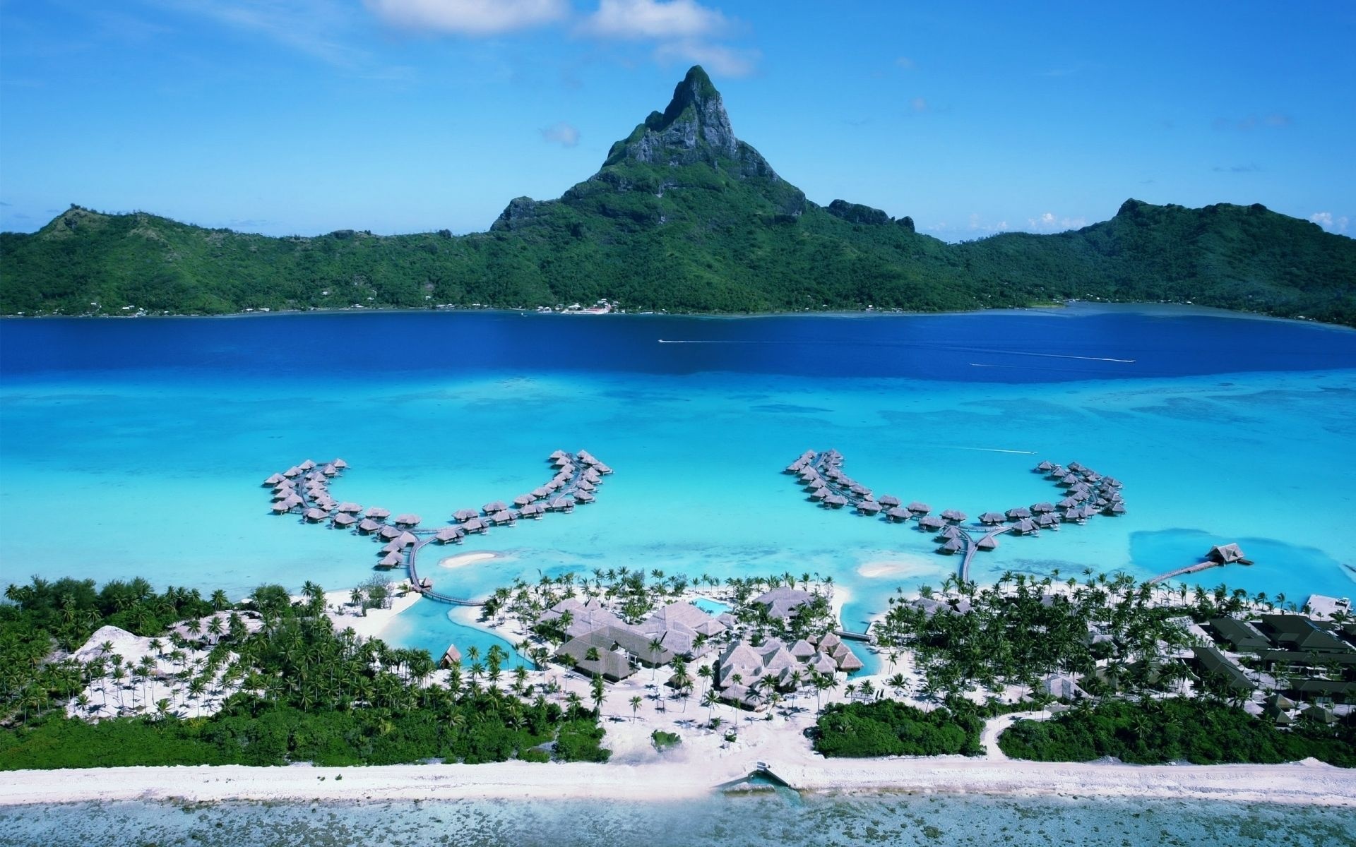 Bora Bora: Four Seasons, Collection of overwater bungalow suites, Resort. 1920x1200 HD Background.