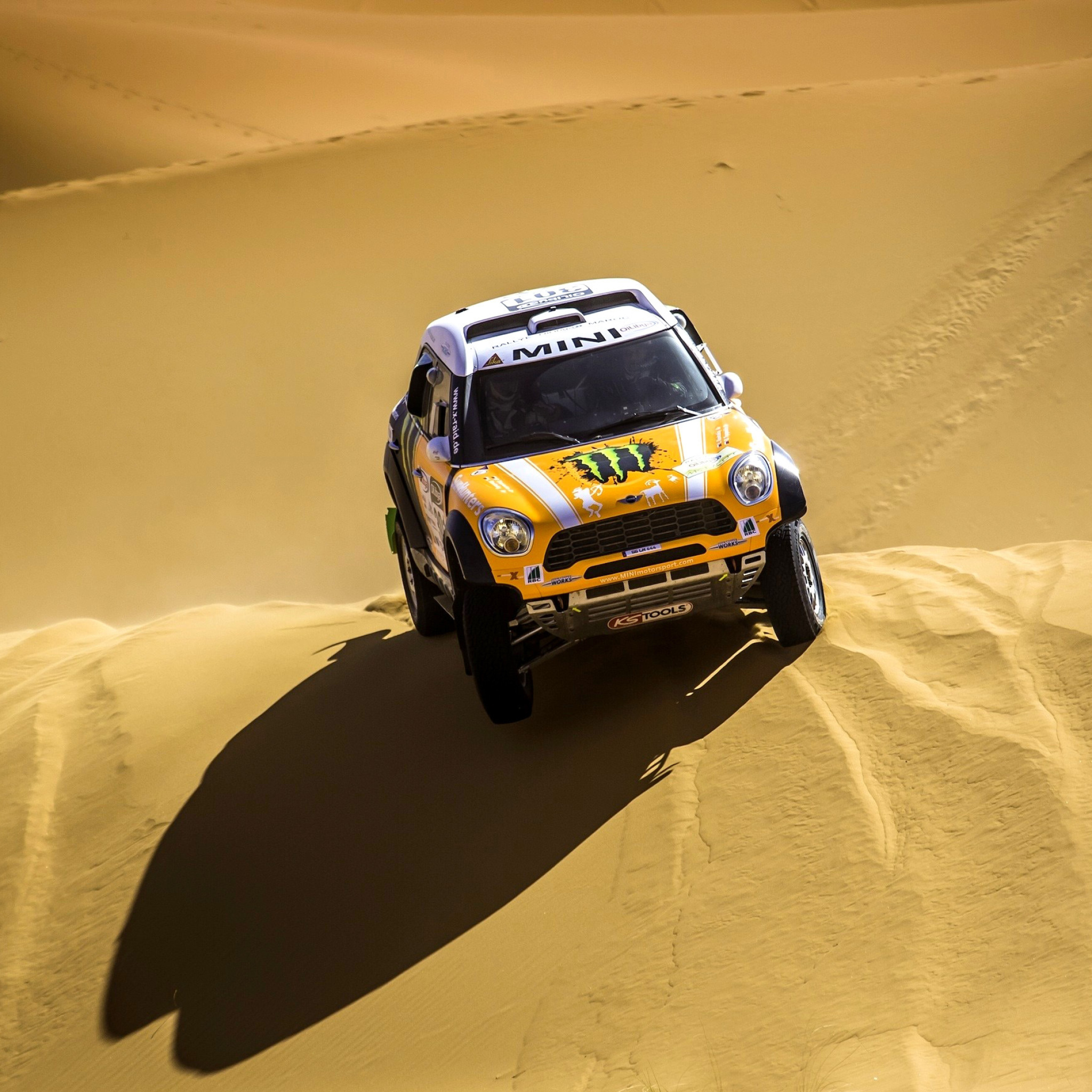Dakar Rally: Mini Countryman JCW 2020, Desert drive, An off-road endurance event. 2050x2050 HD Wallpaper.
