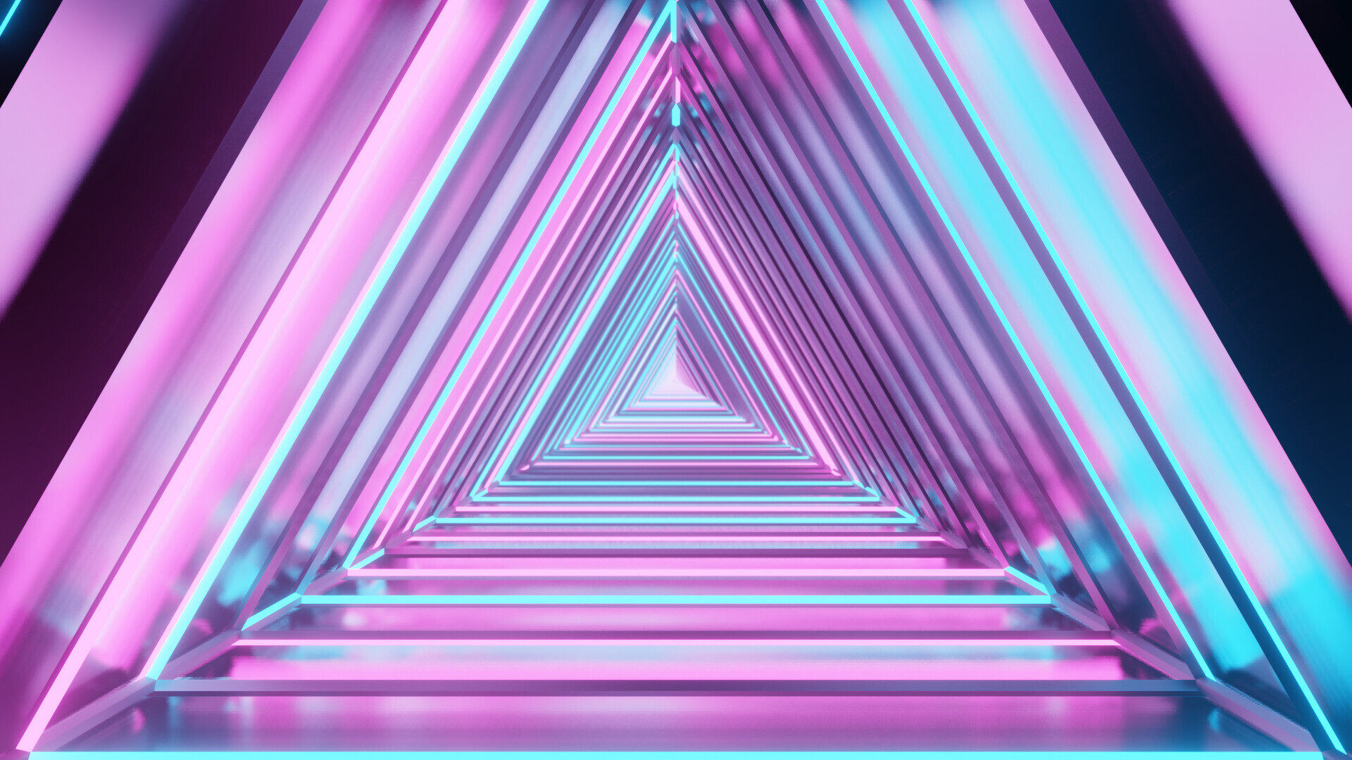 Triangle: Abstract neon geometric figures, Digital art. 1920x1080 Full HD Background.