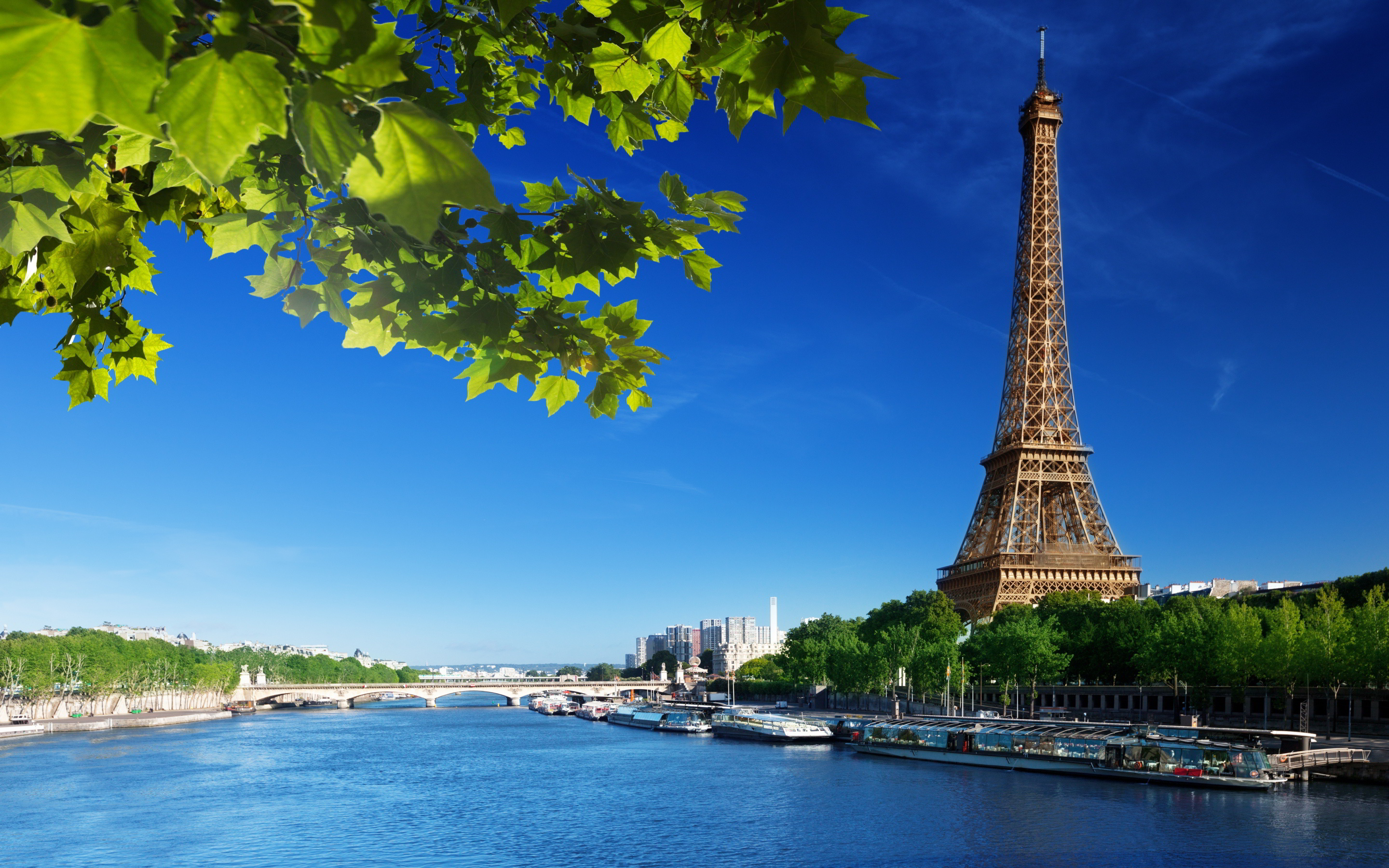 Seine River, Eiffel Tower view, Romantic atmosphere, Parisian charm, 2880x1800 HD Desktop