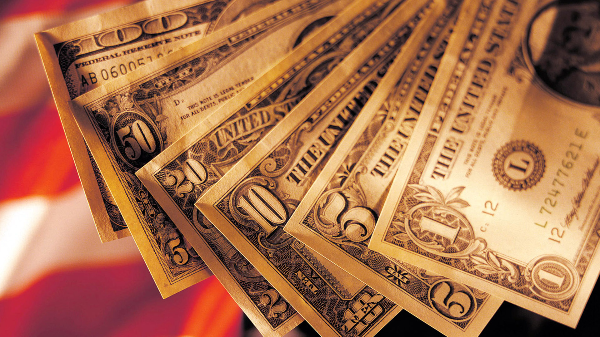 Dollar: Paper money, The national currency of the U.S., Closeup. 1920x1080 Full HD Background.