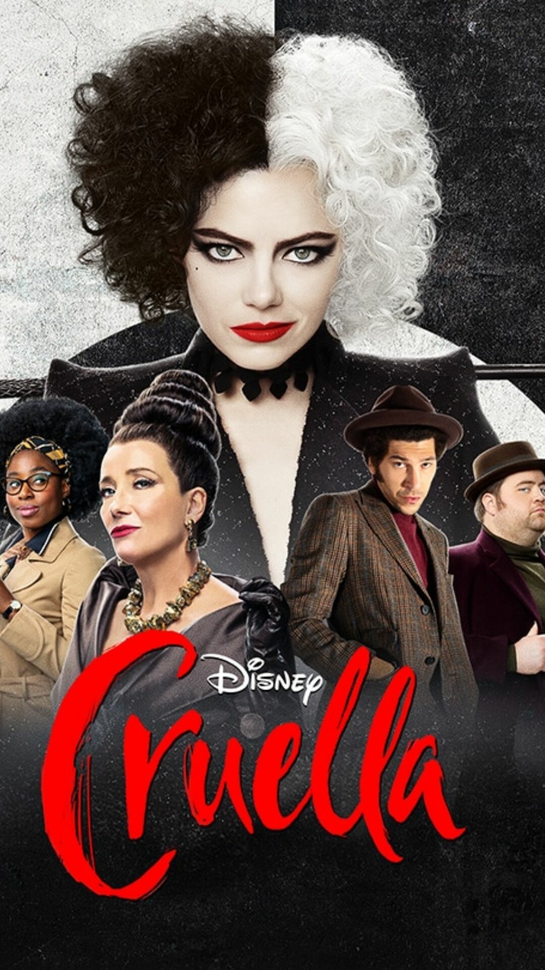 Cruella (2021): Movie poster, Disney, Vilain, Fashion design. 1080x1920 Full HD Wallpaper.