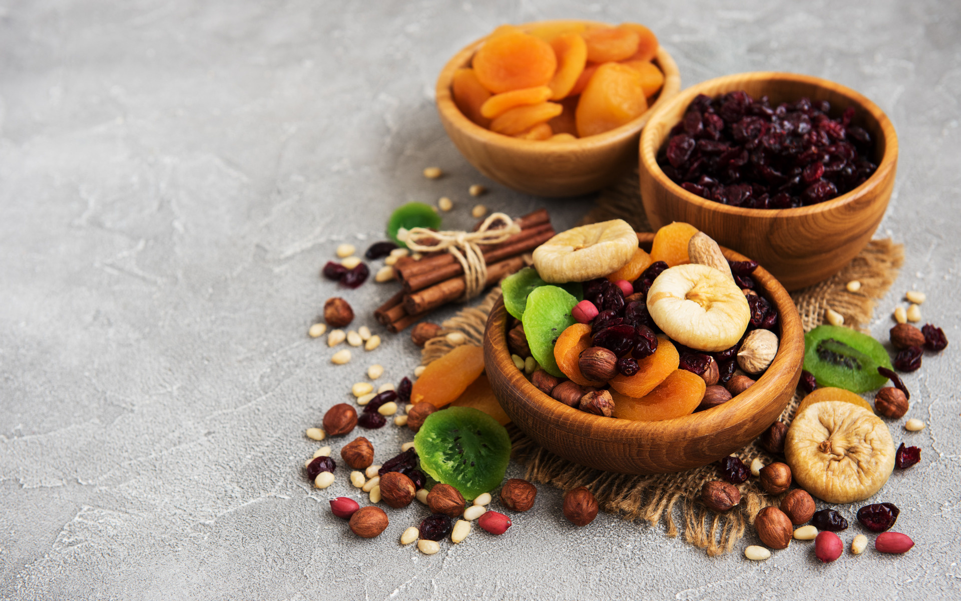 Dried Fruits: Download wallpaper table, bowl, nuts, spices, dried fruits, section food in  resolution . 1920x1200 HD Background.