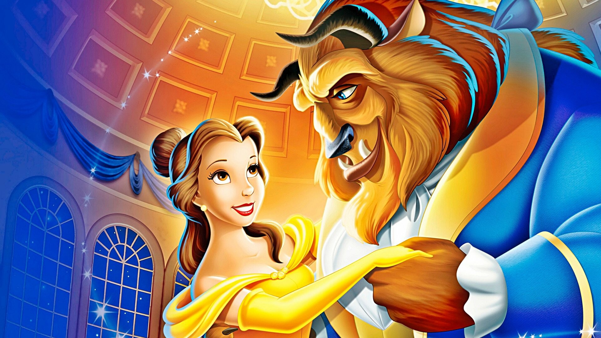 Beauty and the Beast: A 1991 American animated musical romantic fantasy film, Disney. 1920x1080 Full HD Wallpaper.