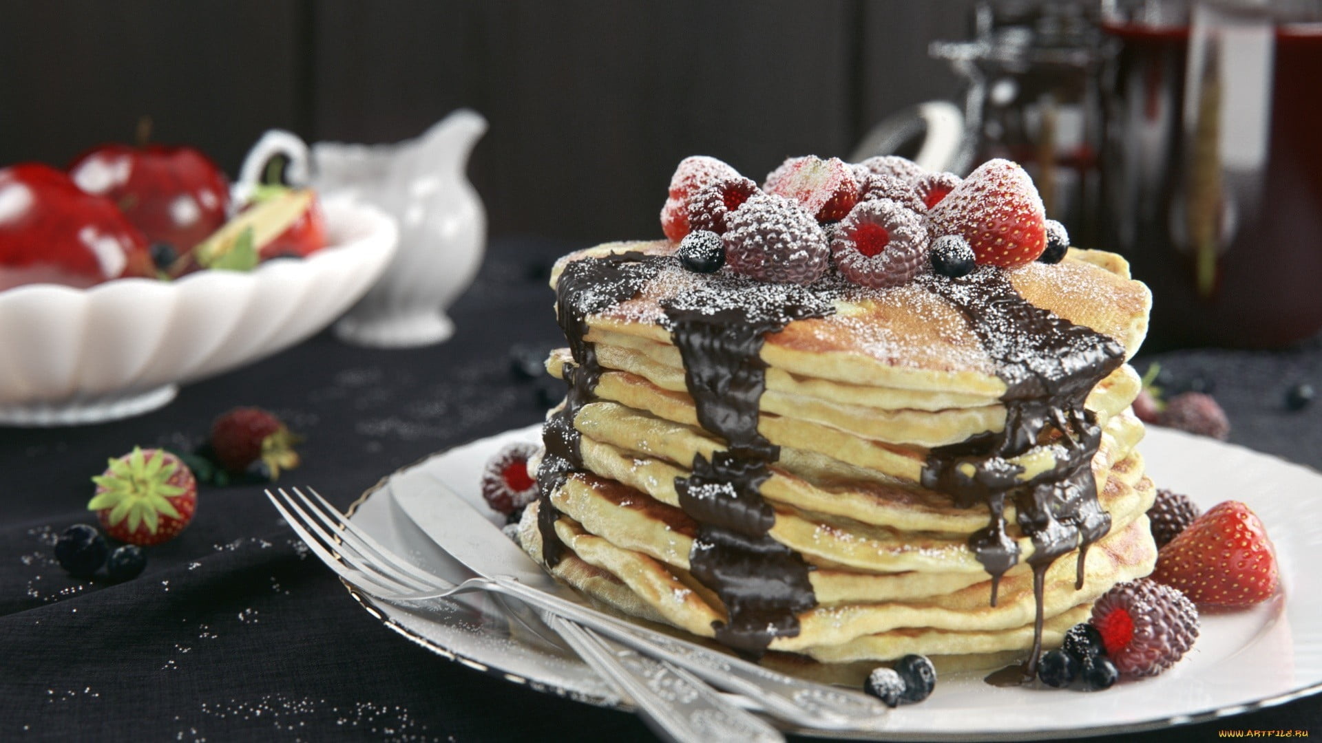 Scrumptious pancakes, Sweet syrup, Mouth-watering breakfast, Food wallpaper, 1920x1080 Full HD Desktop