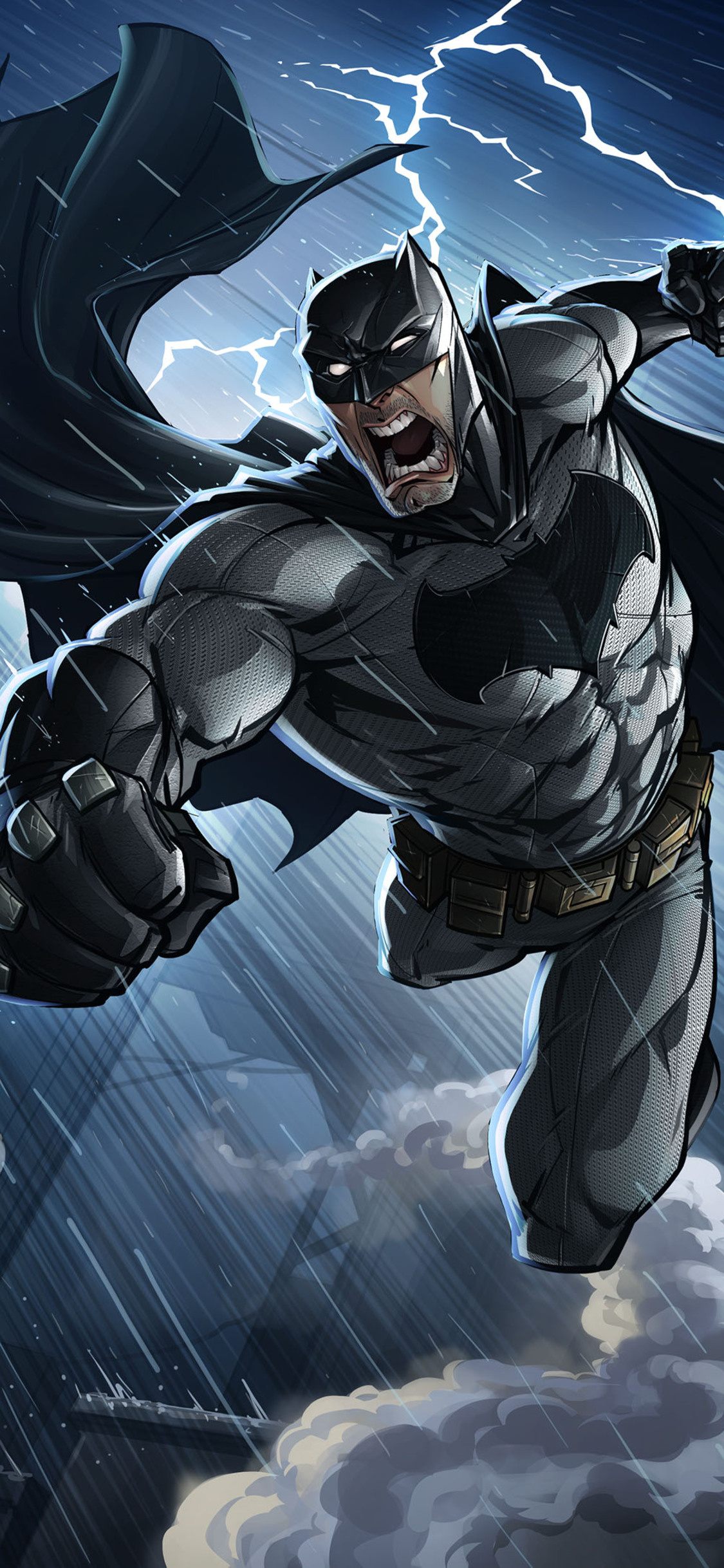 Batman, Comic Art, iPhone X HD, Stark colors, Dramatic pose, 1130x2440 HD Handy