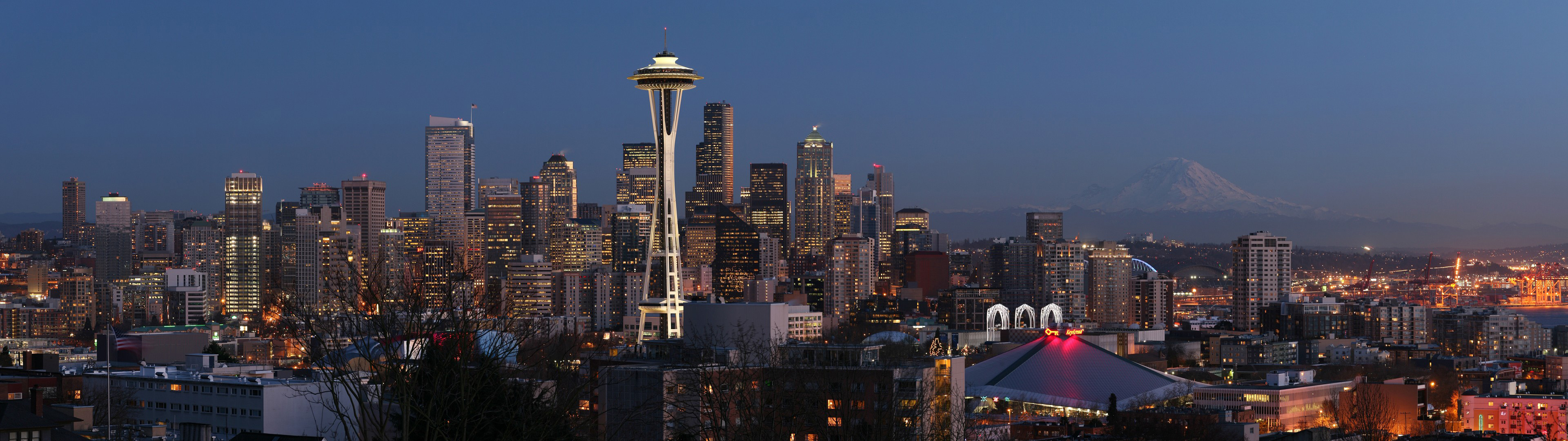 Seattle Skyline, Dual monitor wallpapers, High-resolution images, Stunning views, 3840x1080 Dual Screen Desktop