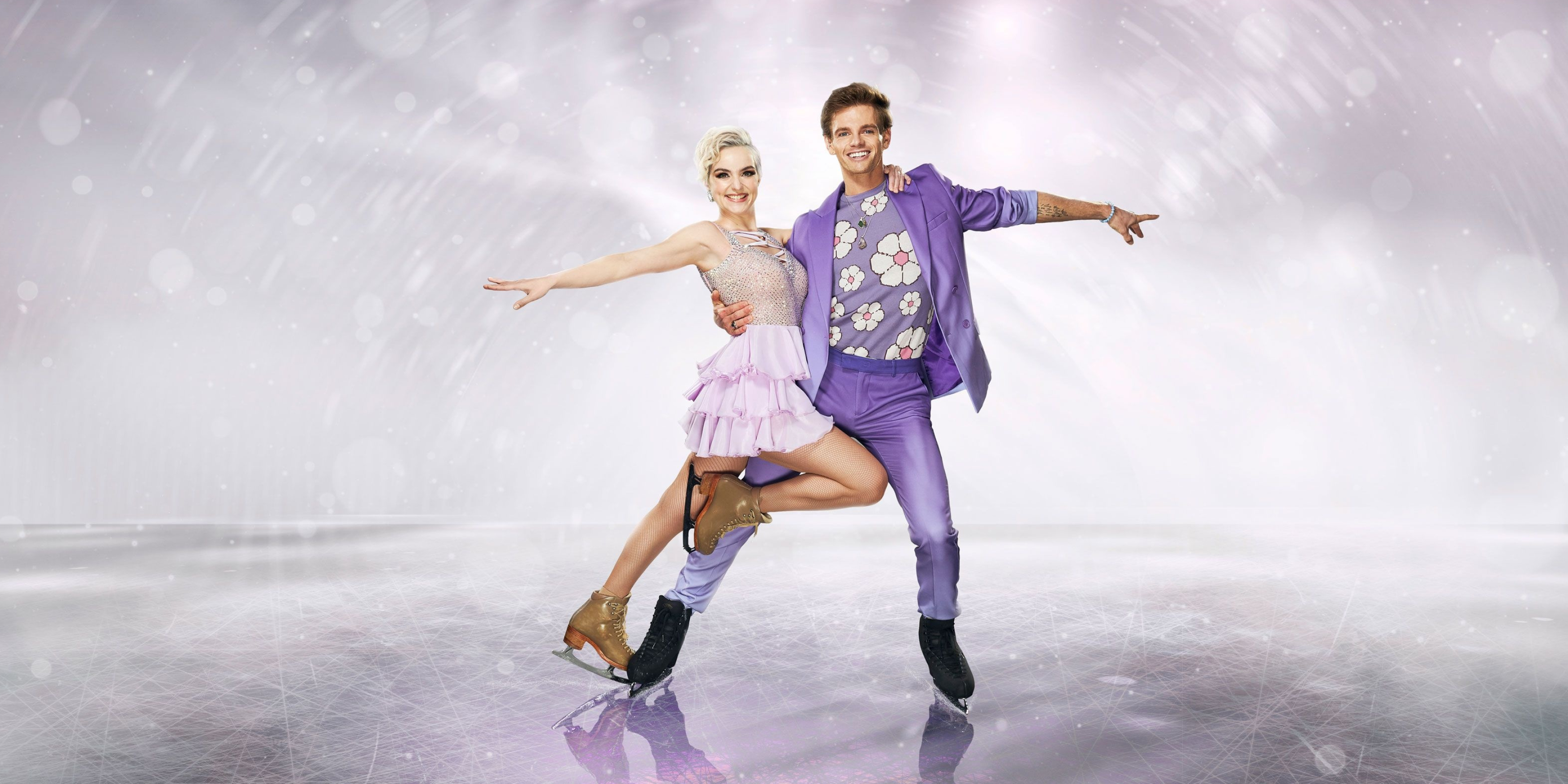 Ice Dancing: A British television series 2022, Regan Gascoigne and Karina Manta, Ice show. 3500x1750 Dual Screen Background.
