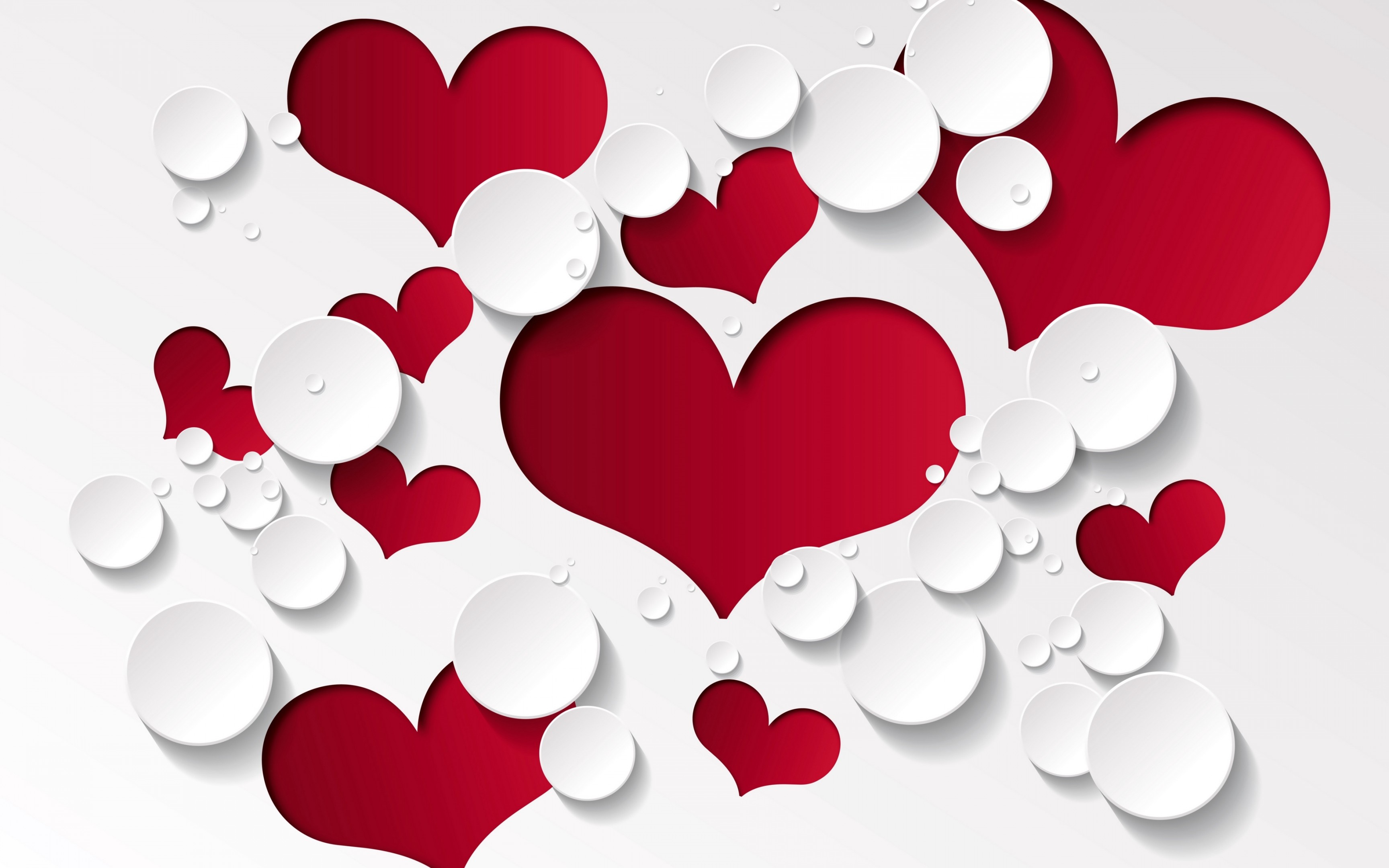 Heart Shape, Red and white pattern, Love-themed background, Romantic symbol, 3460x2160 HD Desktop