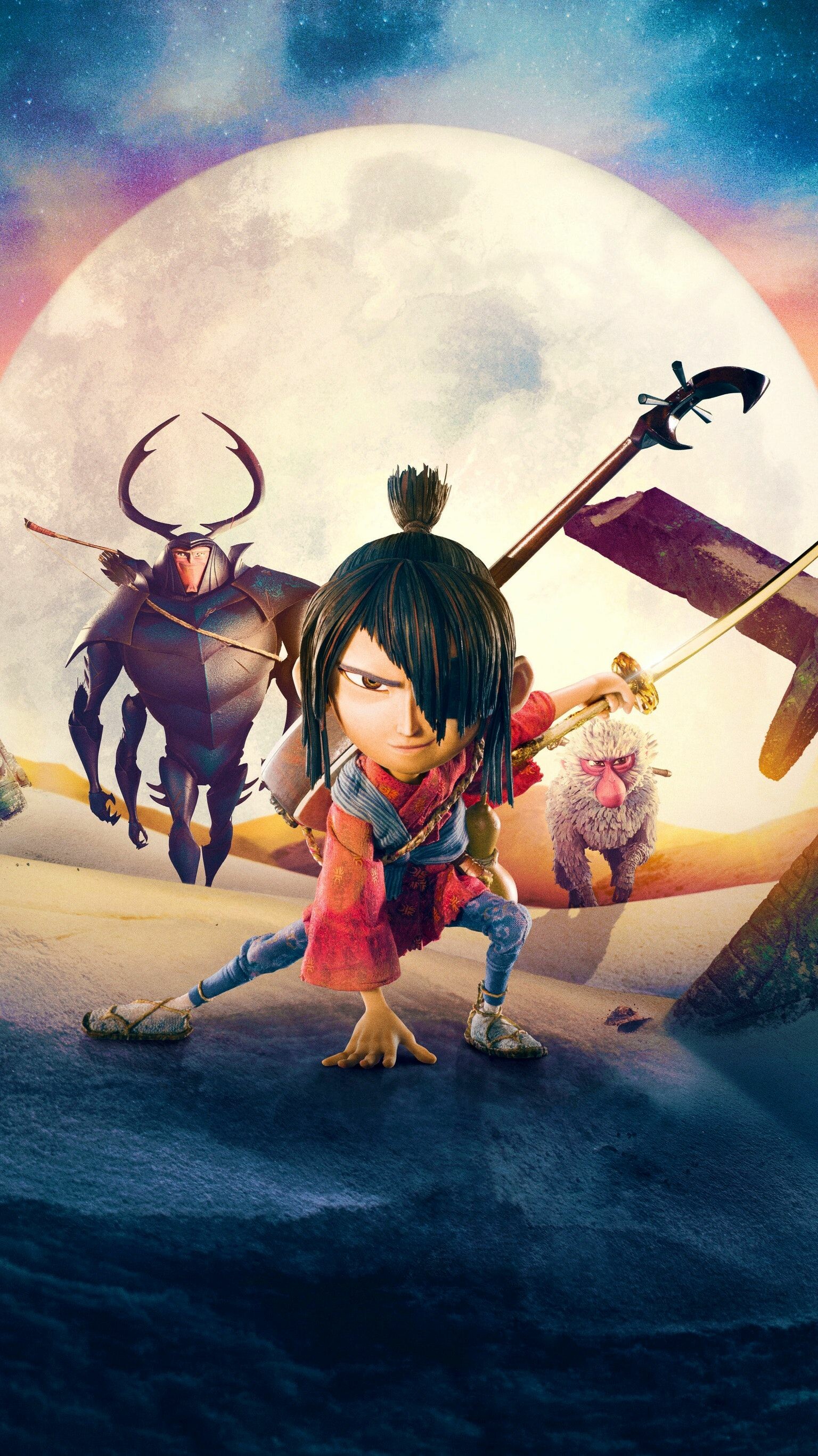 Kubo and the Two Strings: A young musician and storyteller, must undertake a dangerous journey with the help of a snow monkey. 1540x2740 HD Background.
