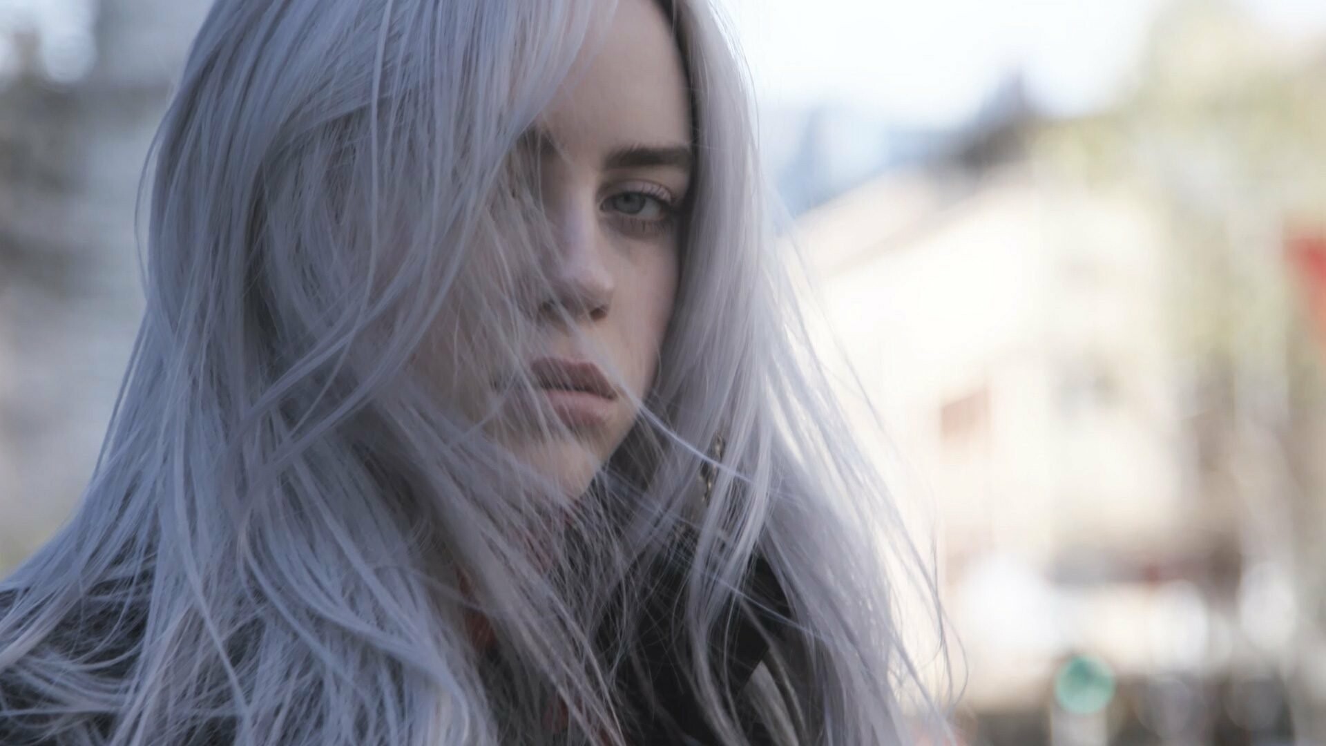 Billie Eilish: “Bad Guy”, A Grammy in 2020 for song of the year. 1920x1080 Full HD Background.