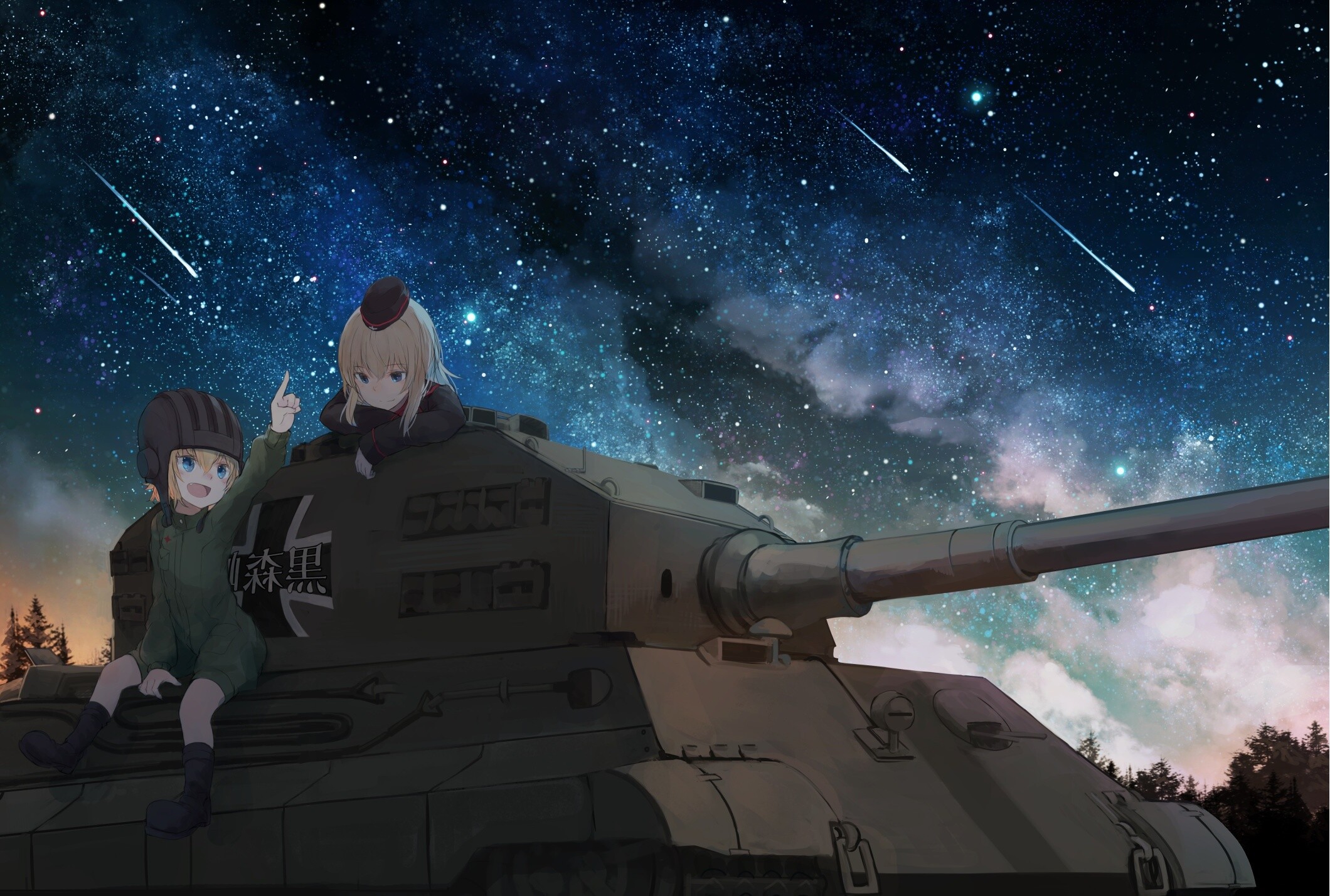Girls und Panzer: Military bodysuit, Falling Stars, Kuromorimine Girls Academy, Erika Itsumi, The vice-commander. 2120x1430 HD Wallpaper.