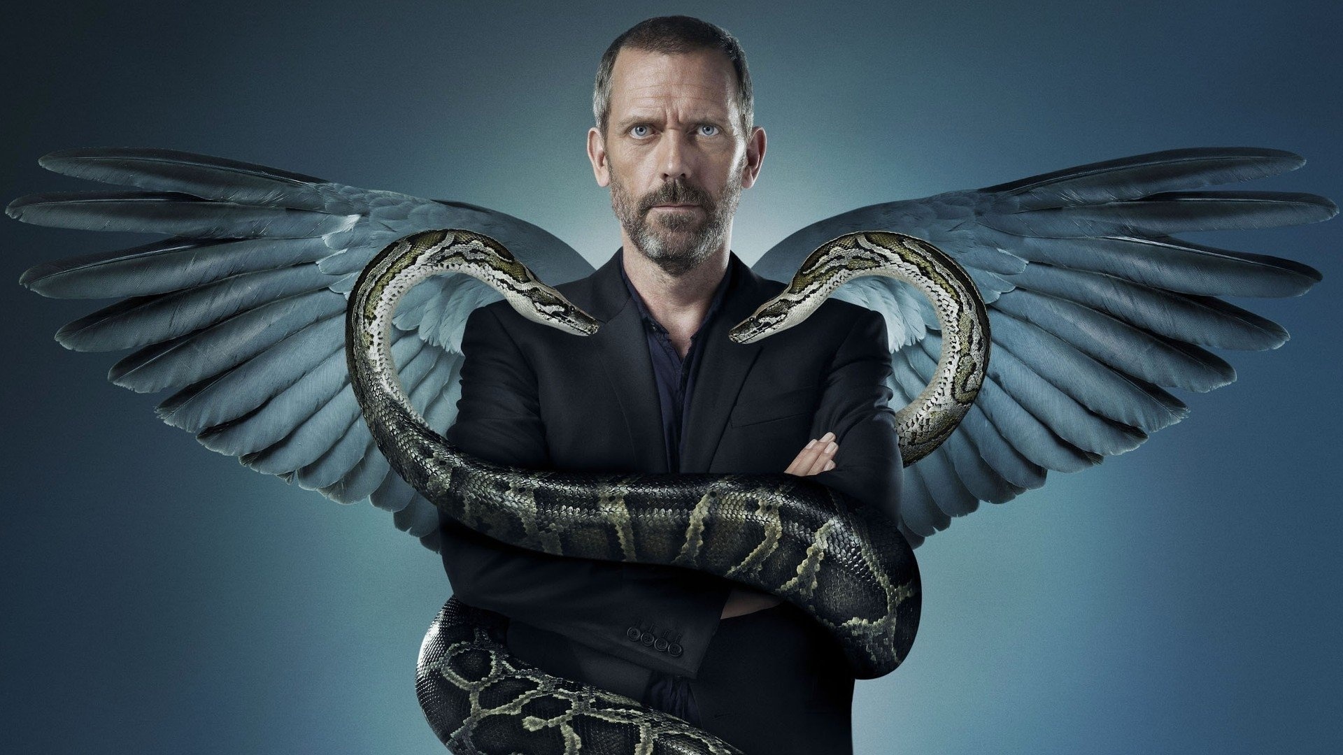 Dr. House: A misanthropic medical genius who heads a team of diagnosticians. 1920x1080 Full HD Background.